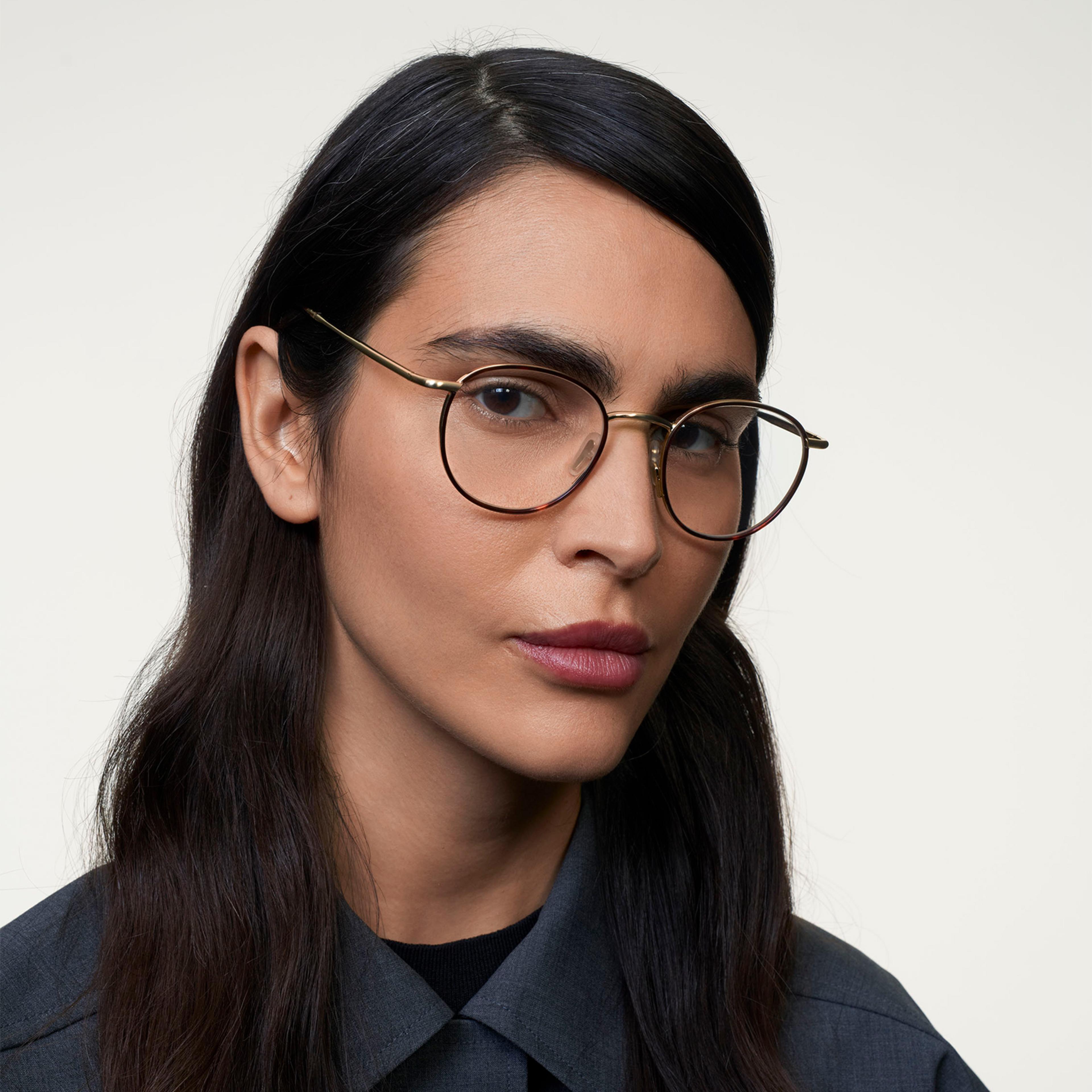 Ace & Tate Glasses | Round Metal in Brown, Gold, Orange