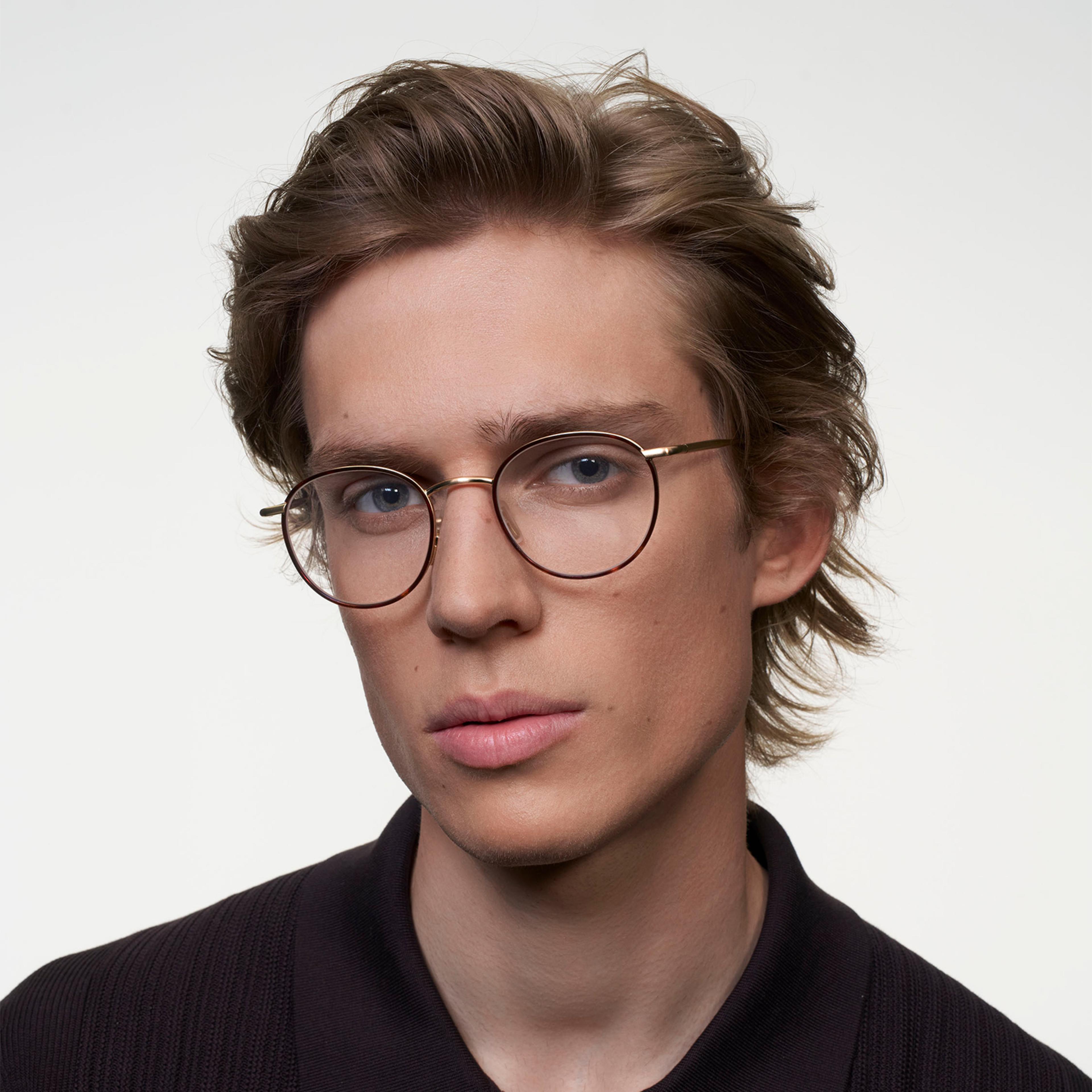 Ace & Tate Brillen | Rond Metaal in Bruin, Goud, Oranje