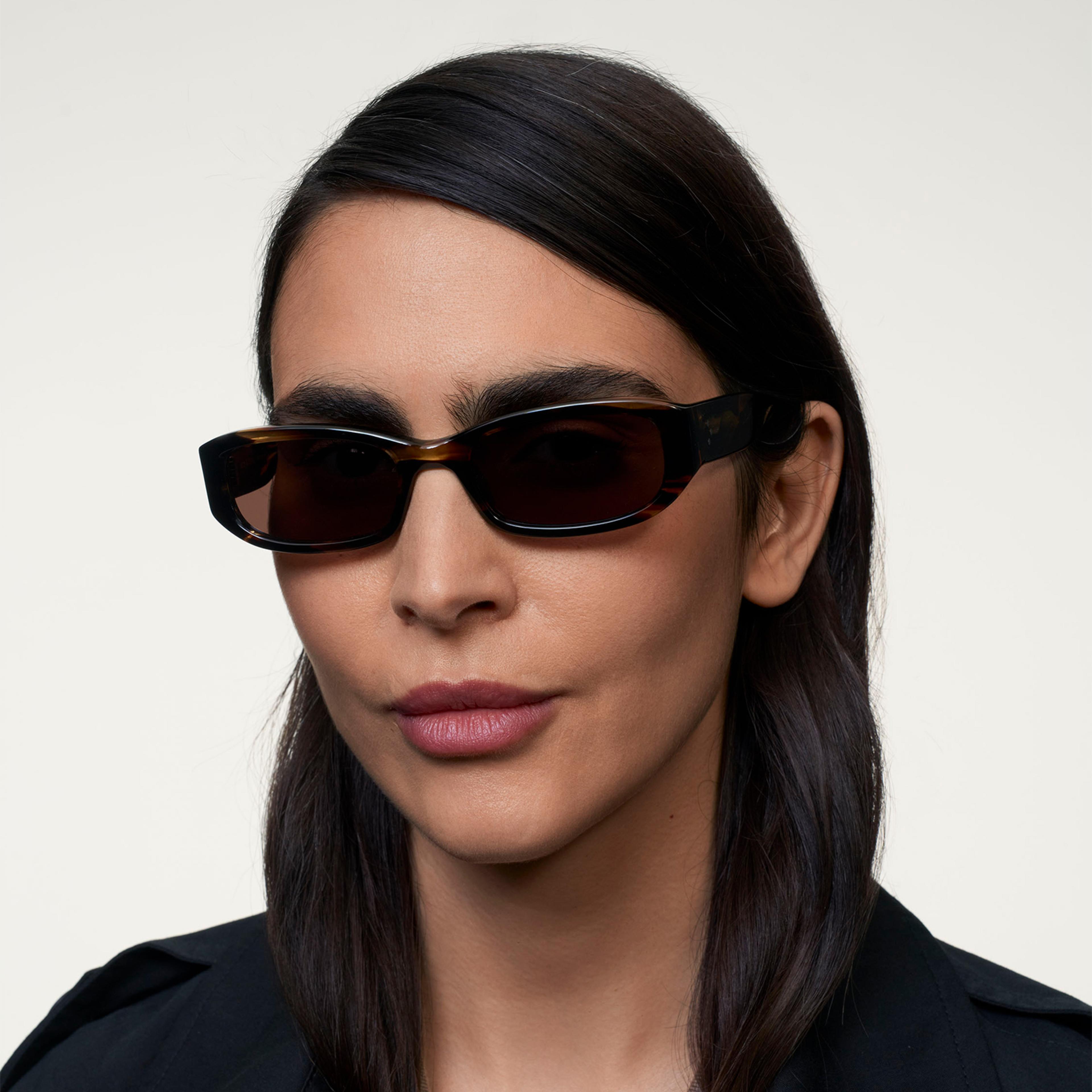 Ace & Tate Sunglasses | Rectangle Acetate in Brown, Orange