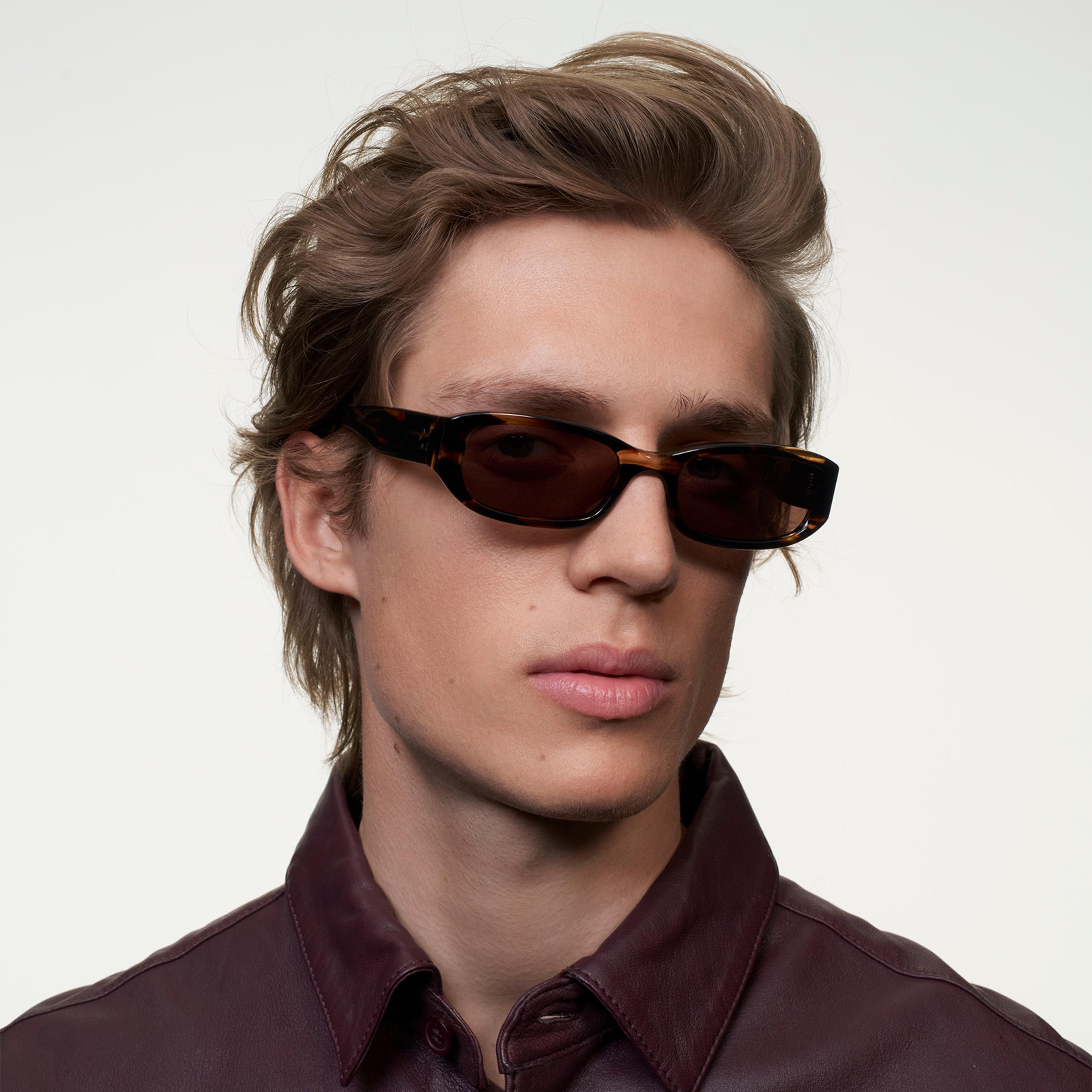 Ace & Tate Sunglasses | Rectangle Acetate in Brown, Orange