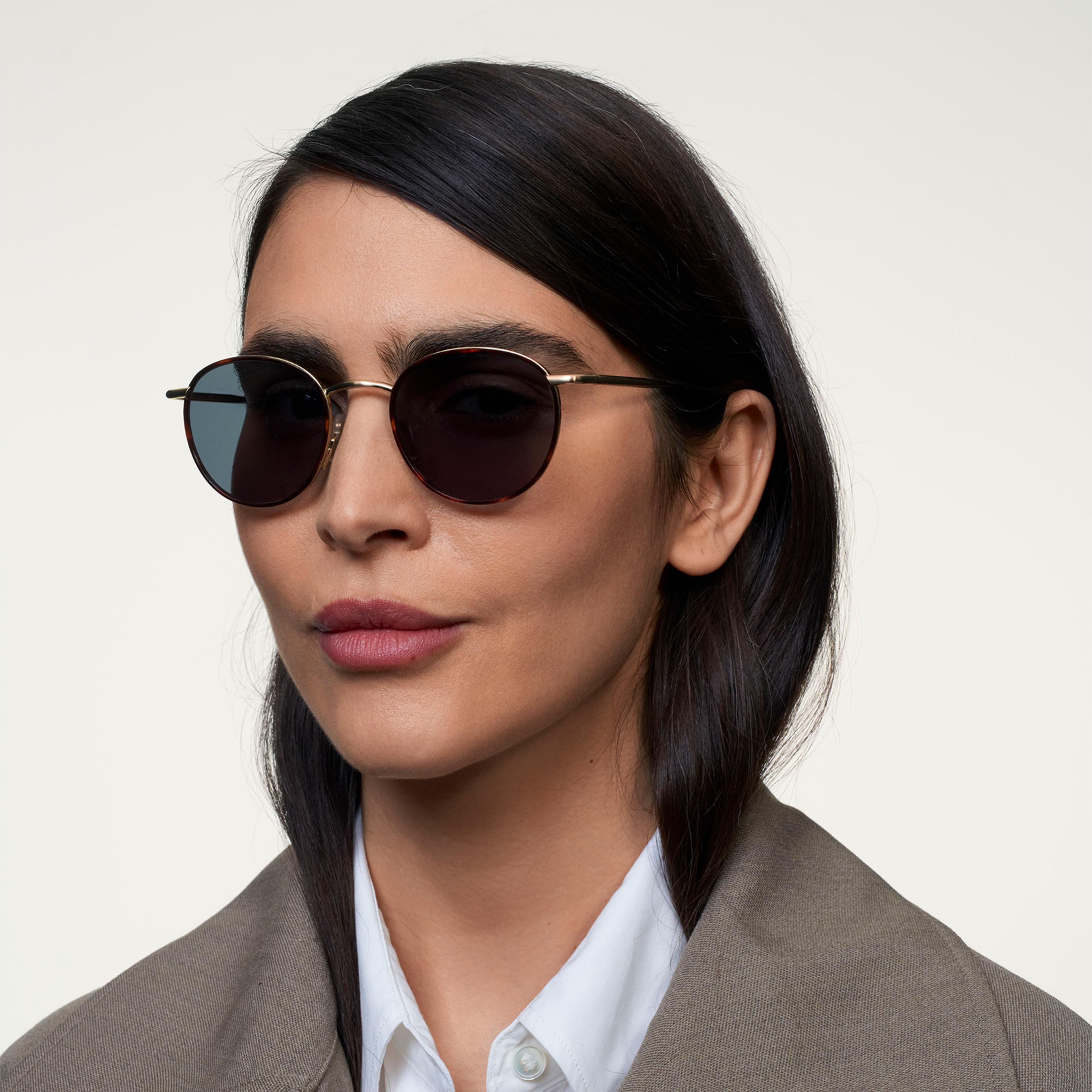 Ace & Tate Sunglasses | Round Metal in Brown, Gold, Orange