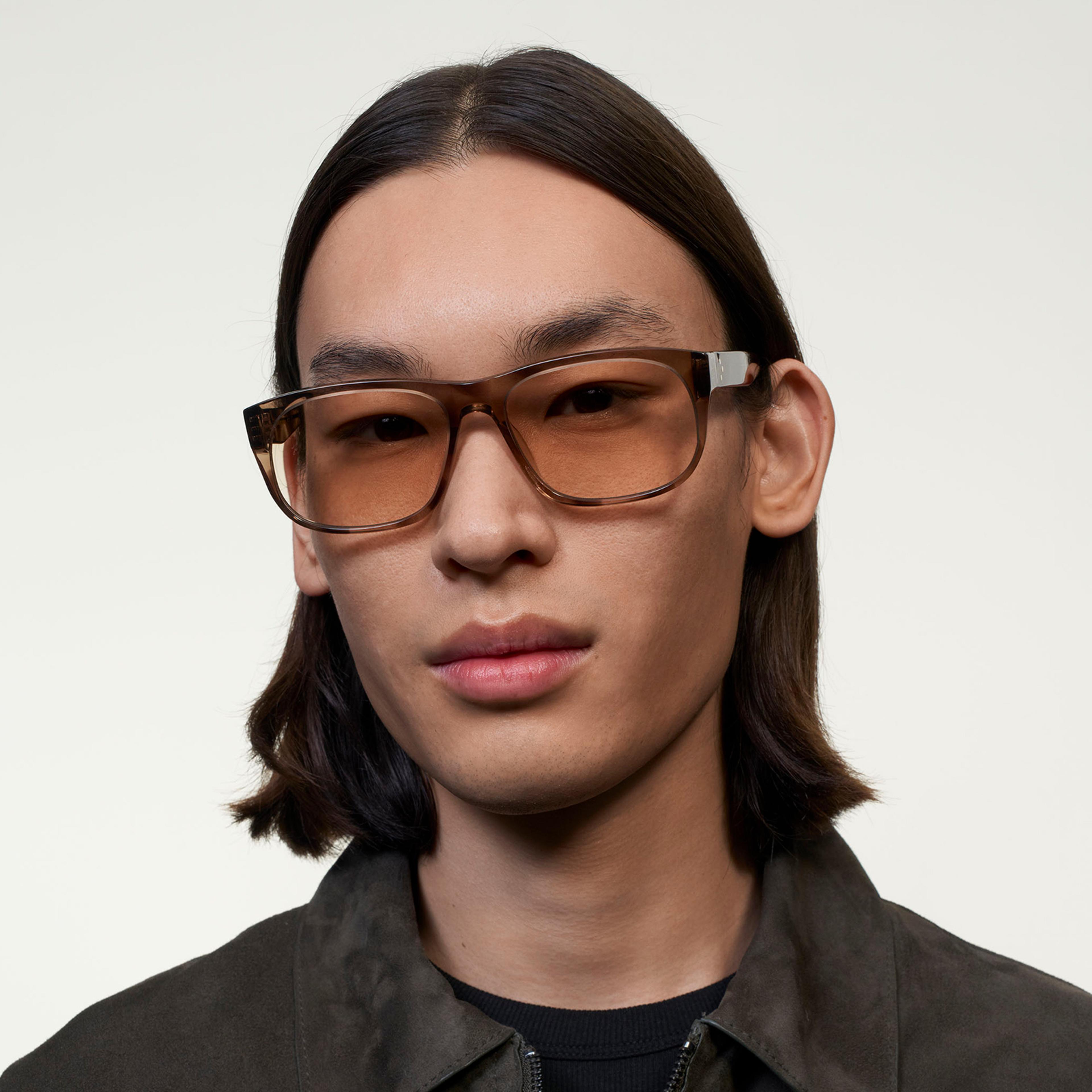 Ace & Tate Sunglasses | Rectangle Acetate in Beige, Brown