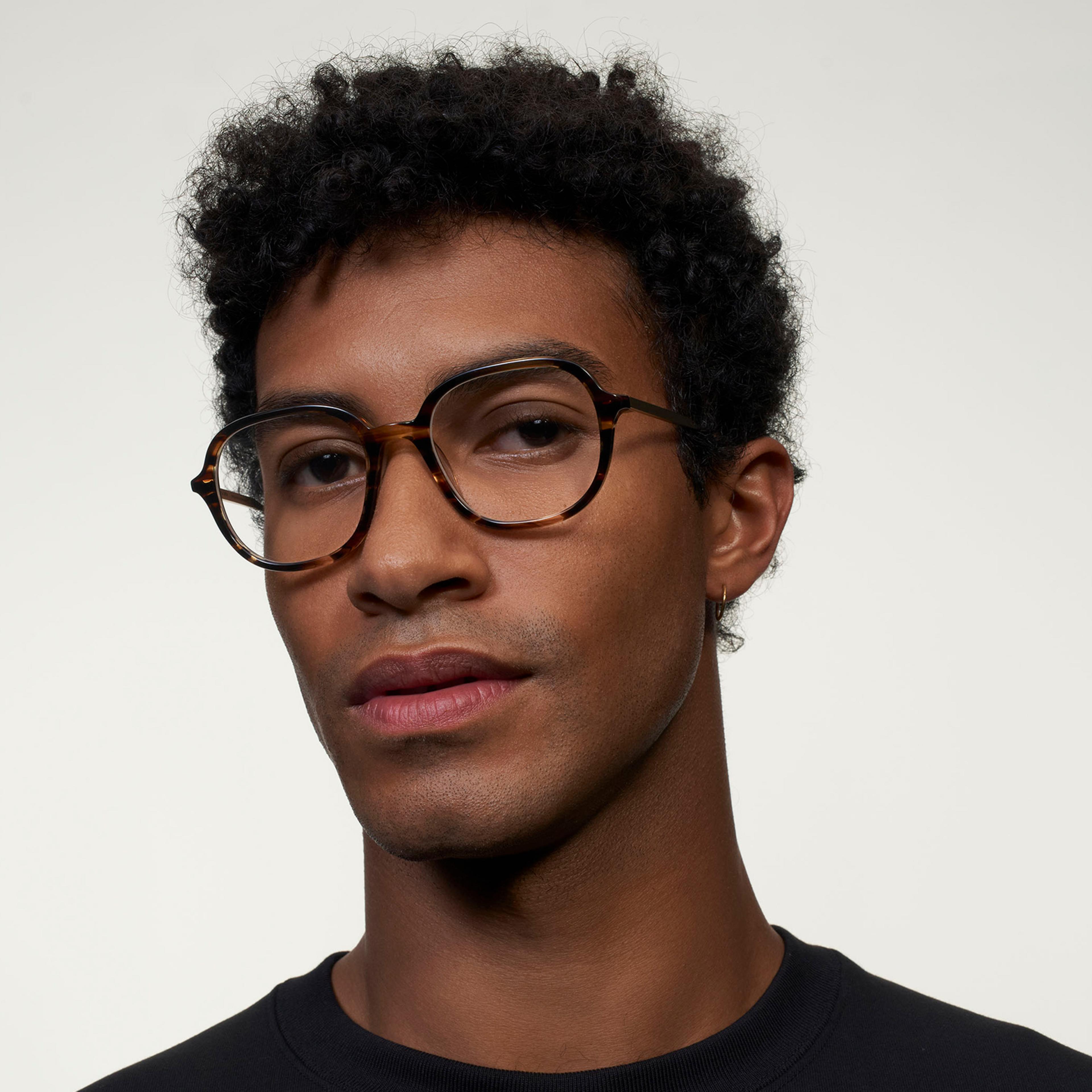 Ace & Tate Glasses | Square Metal in Brown, Orange