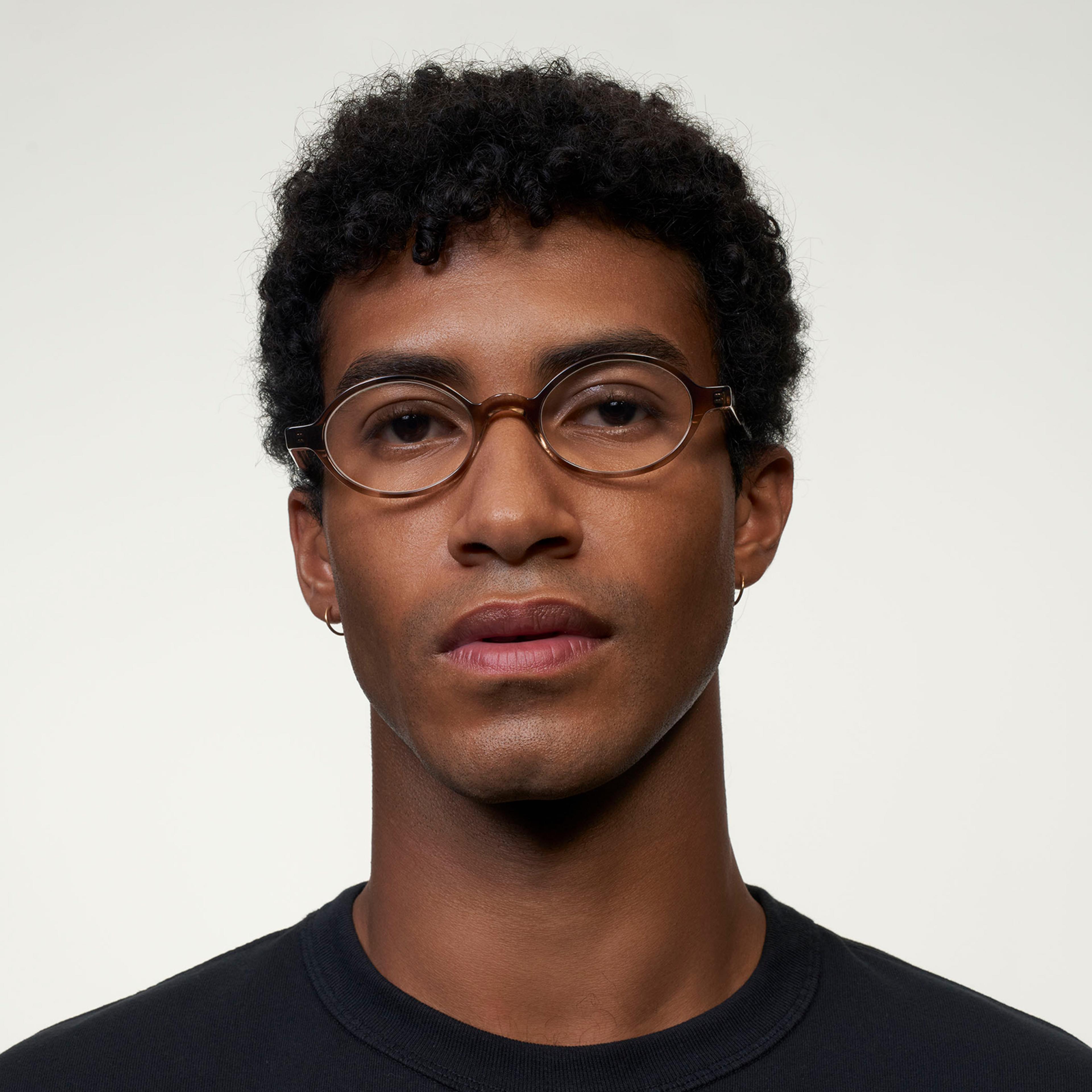 Ace & Tate Glasses | Round Acetate in Beige, Brown
