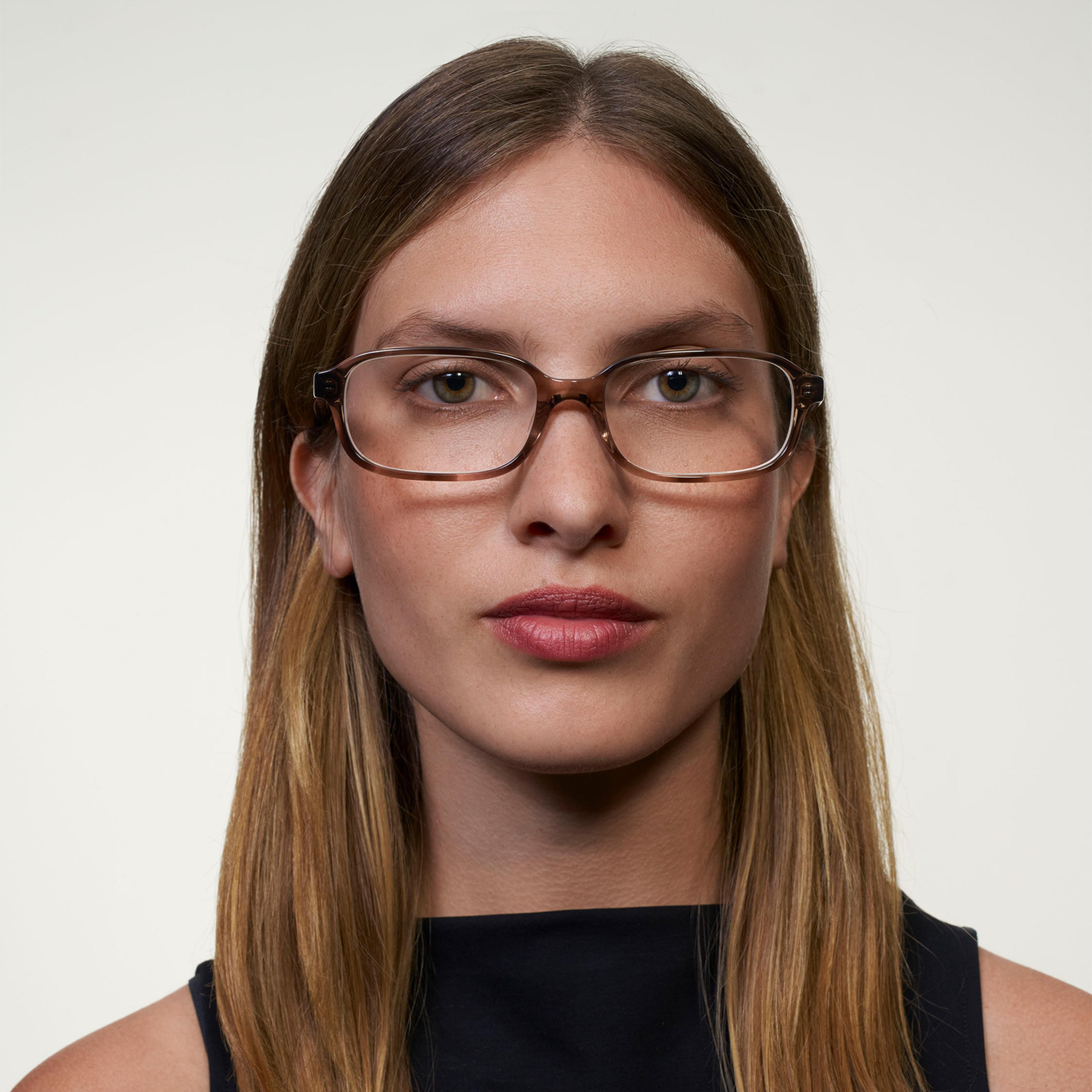 Ace & Tate Glasses | Rectangle Acetate in Beige, Brown