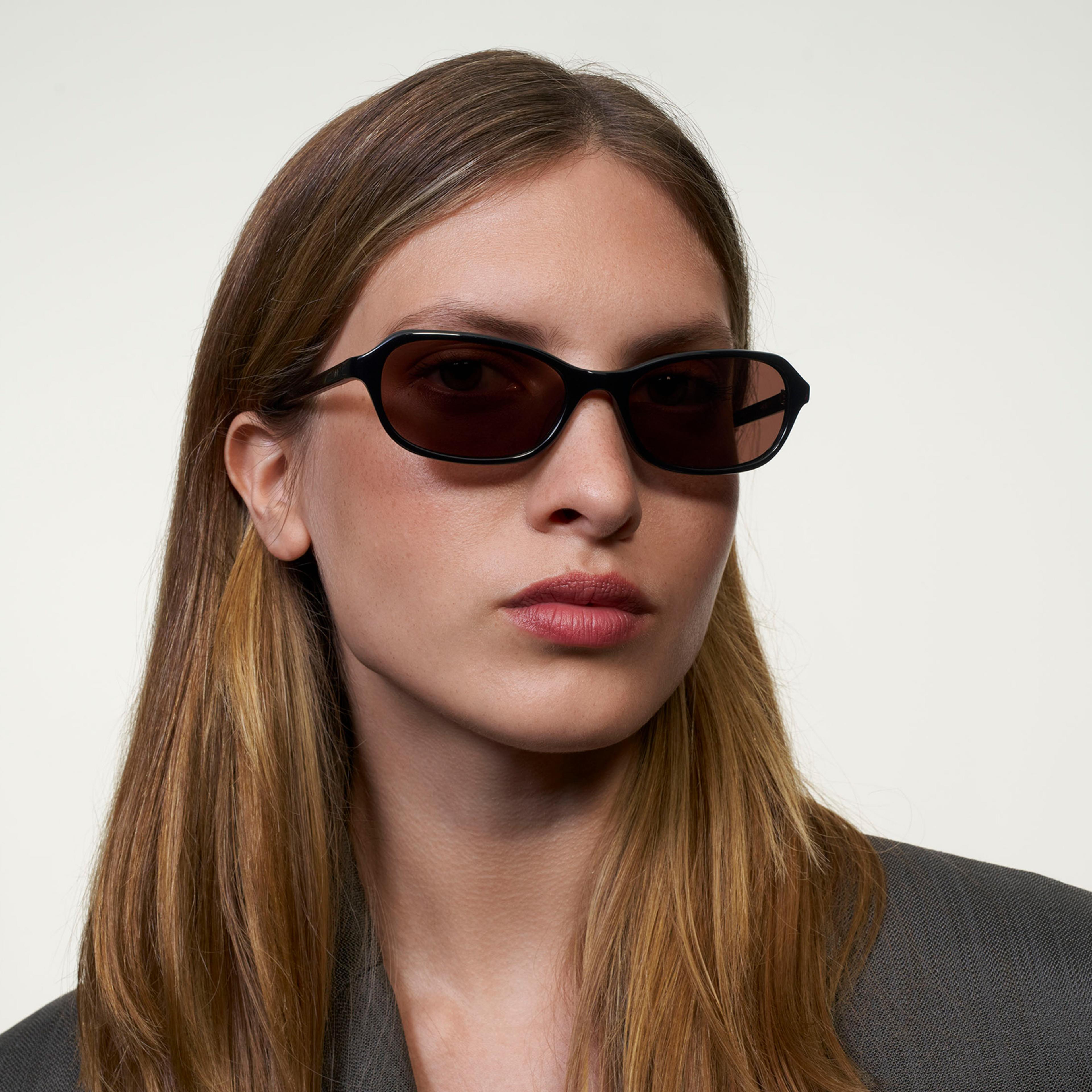 Ace & Tate Sunglasses | Oval Acetate in Black