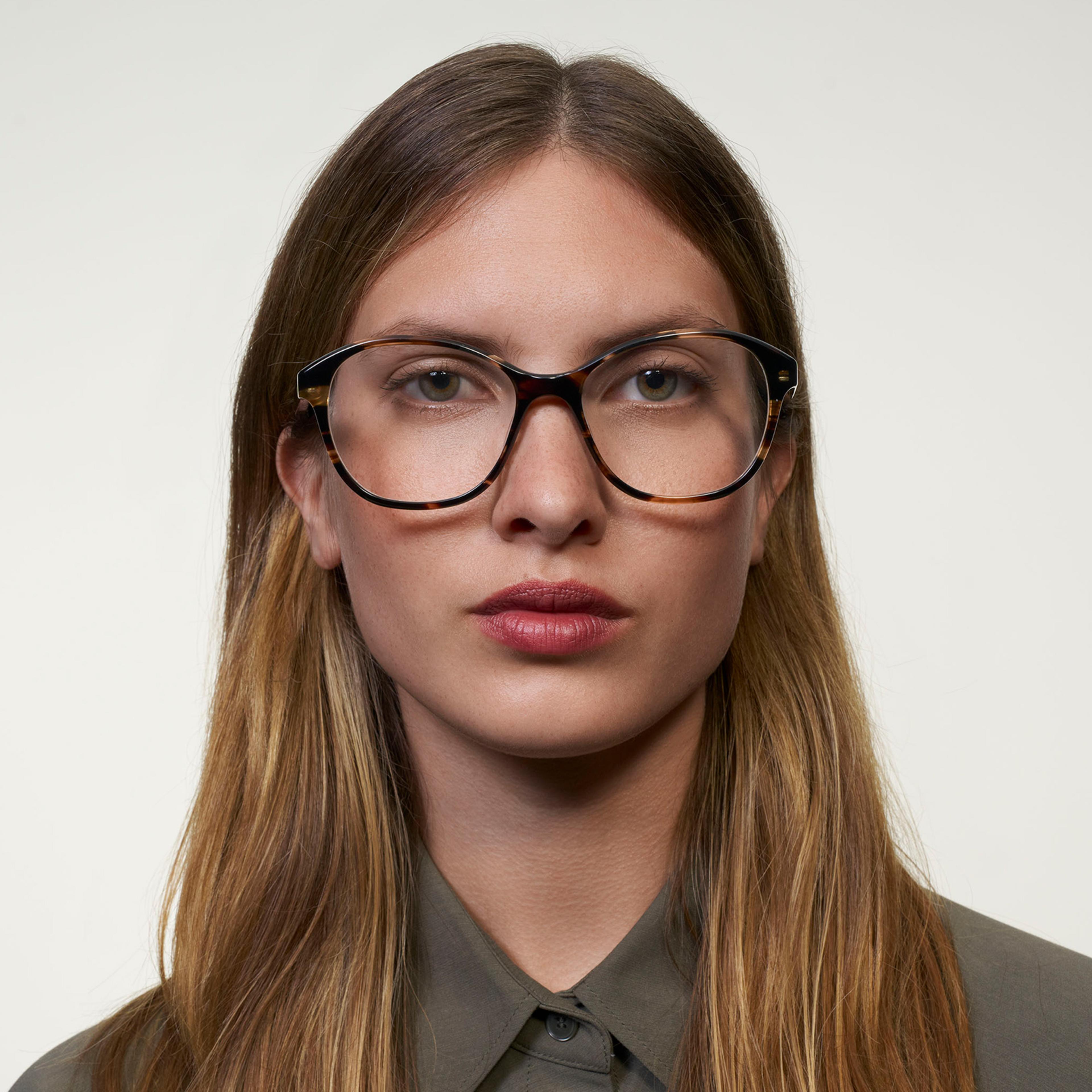 Ace & Tate Glasses | Round Acetate in Brown, Orange