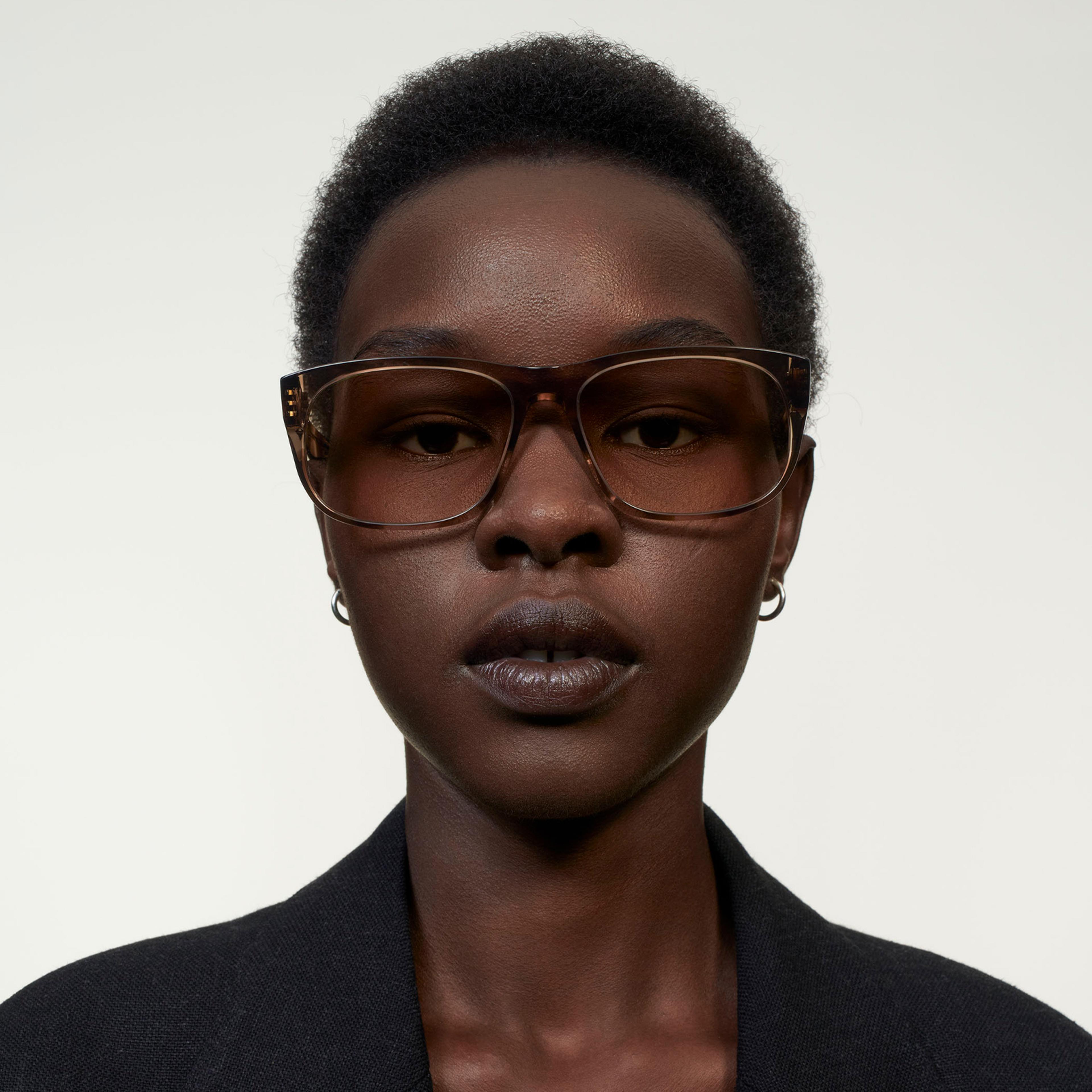 Ace & Tate Sunglasses | Rectangle Acetate in Beige, Brown