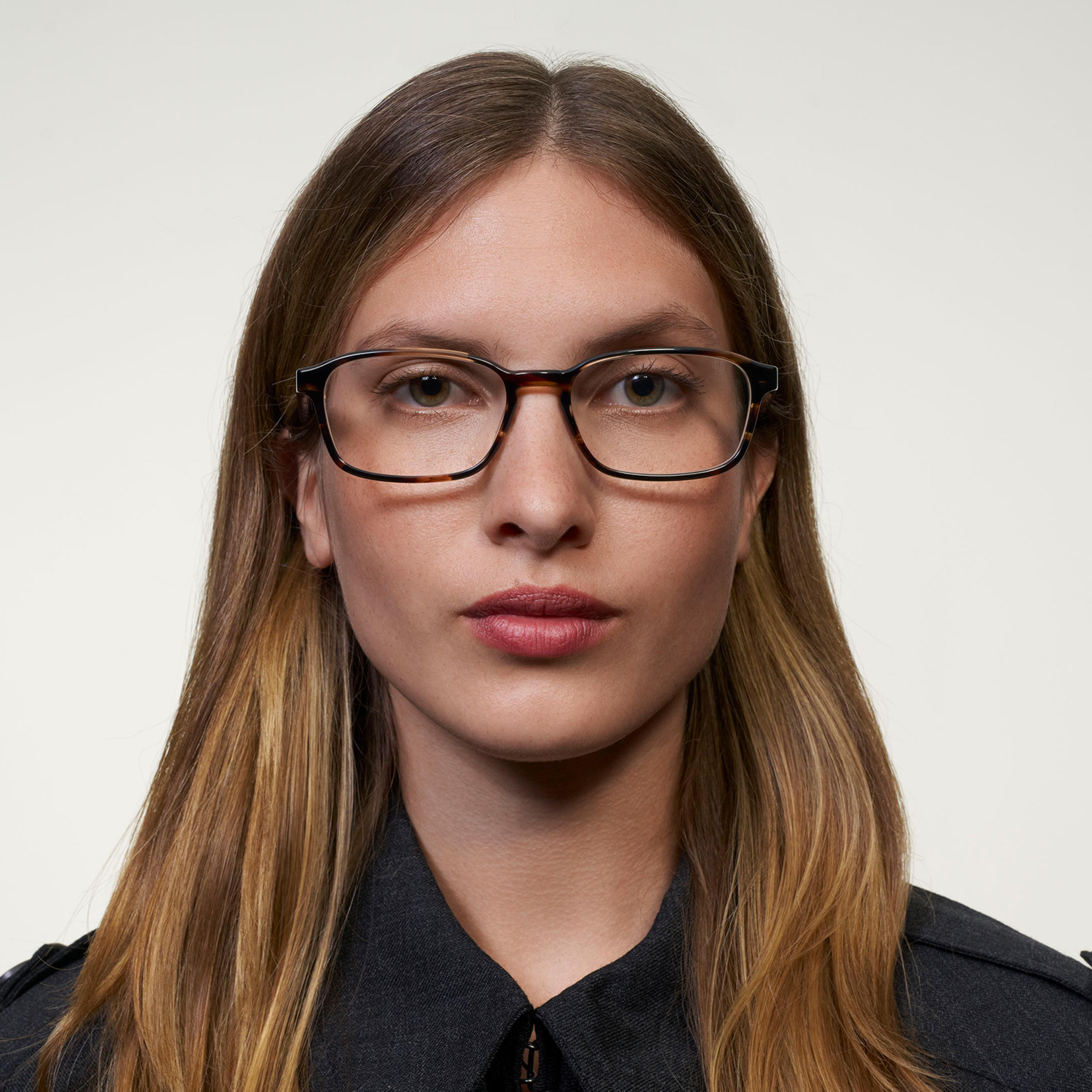 Ace & Tate Glasses | Rectangle Acetate in Brown, Orange