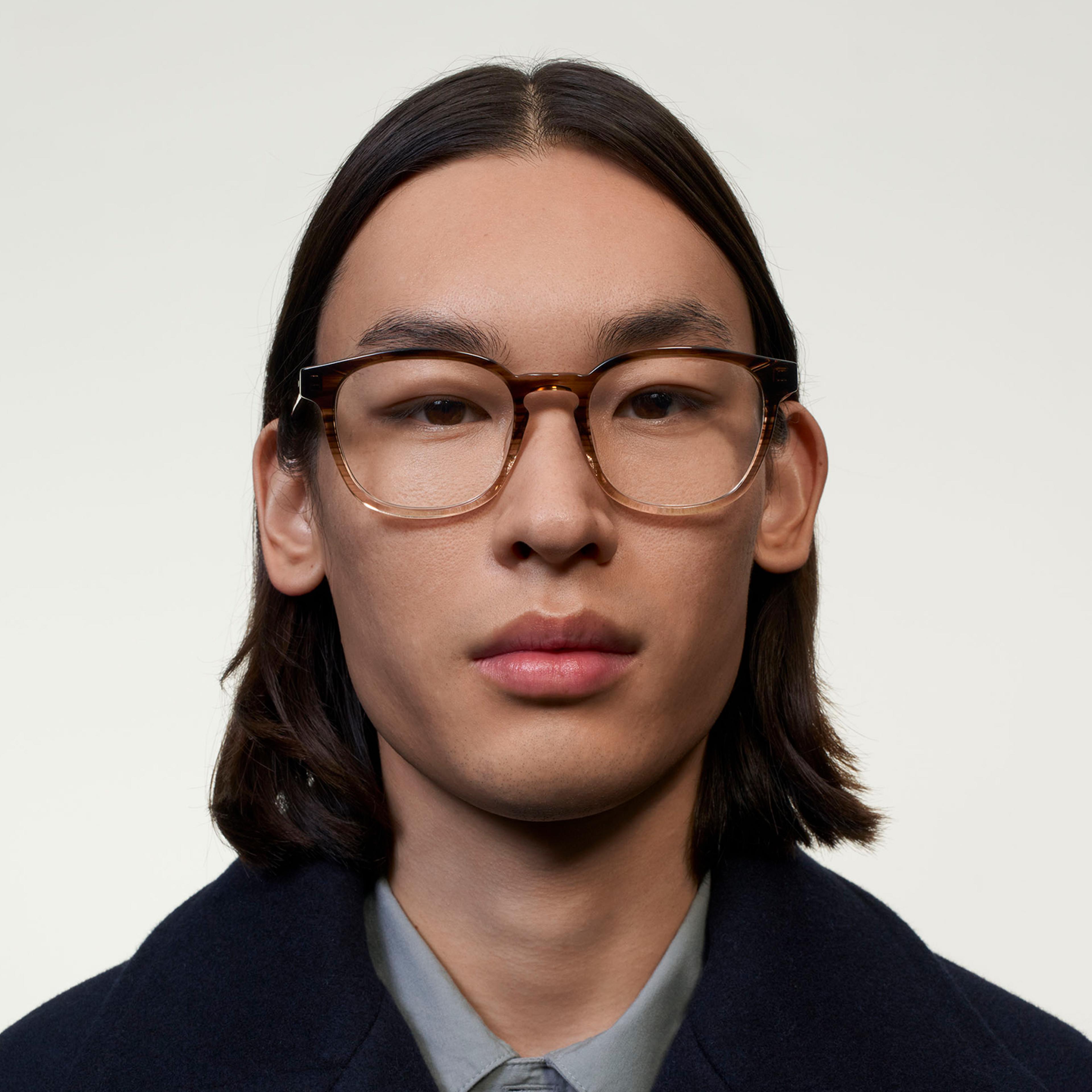 Ace & Tate Gafas | Cuadrada Acetato in Beige, Marrón, Transparente