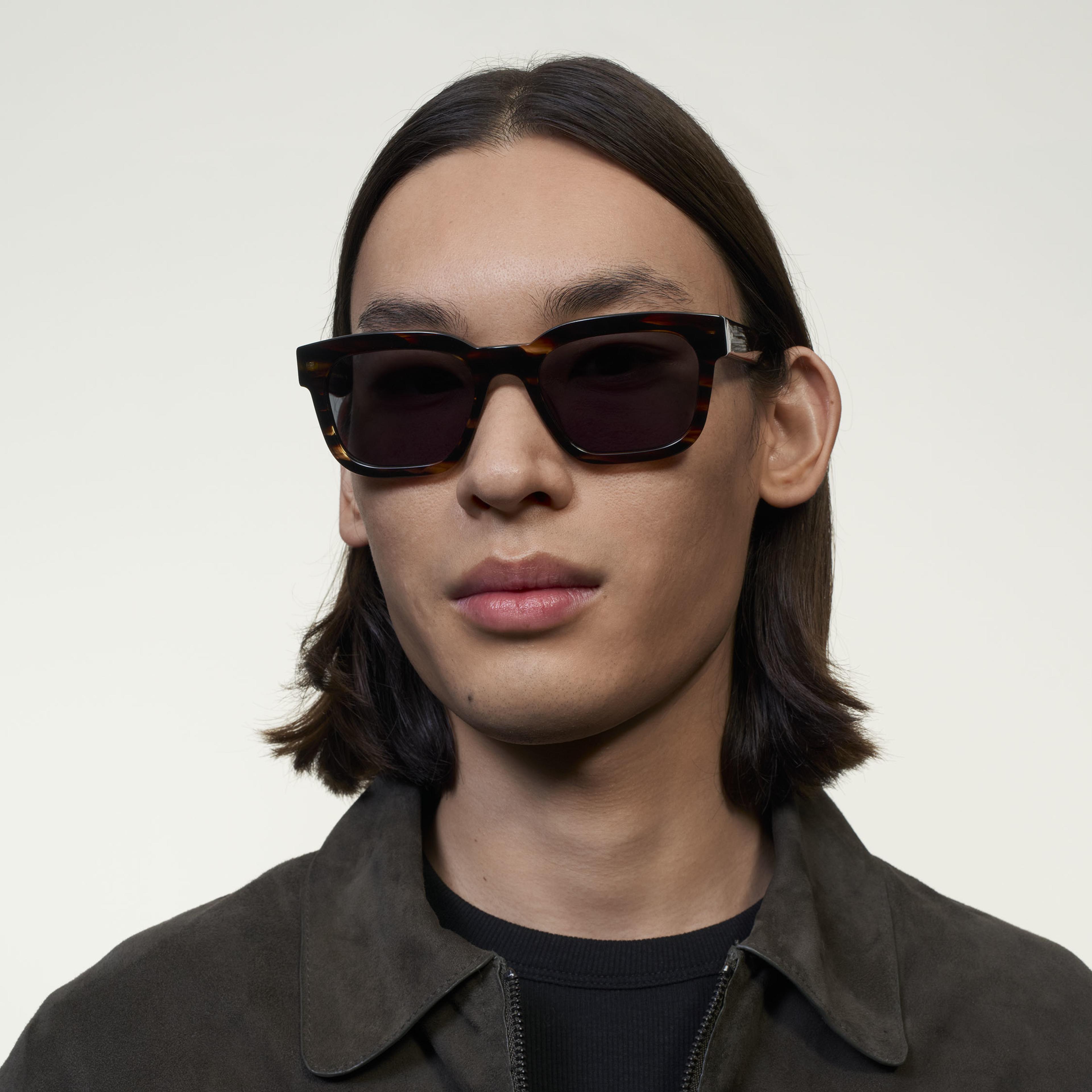Ace & Tate Chuck Large in Tigerwood Ace & Tate Sunglasses | Rectangle Acetate in Brown, Orange
