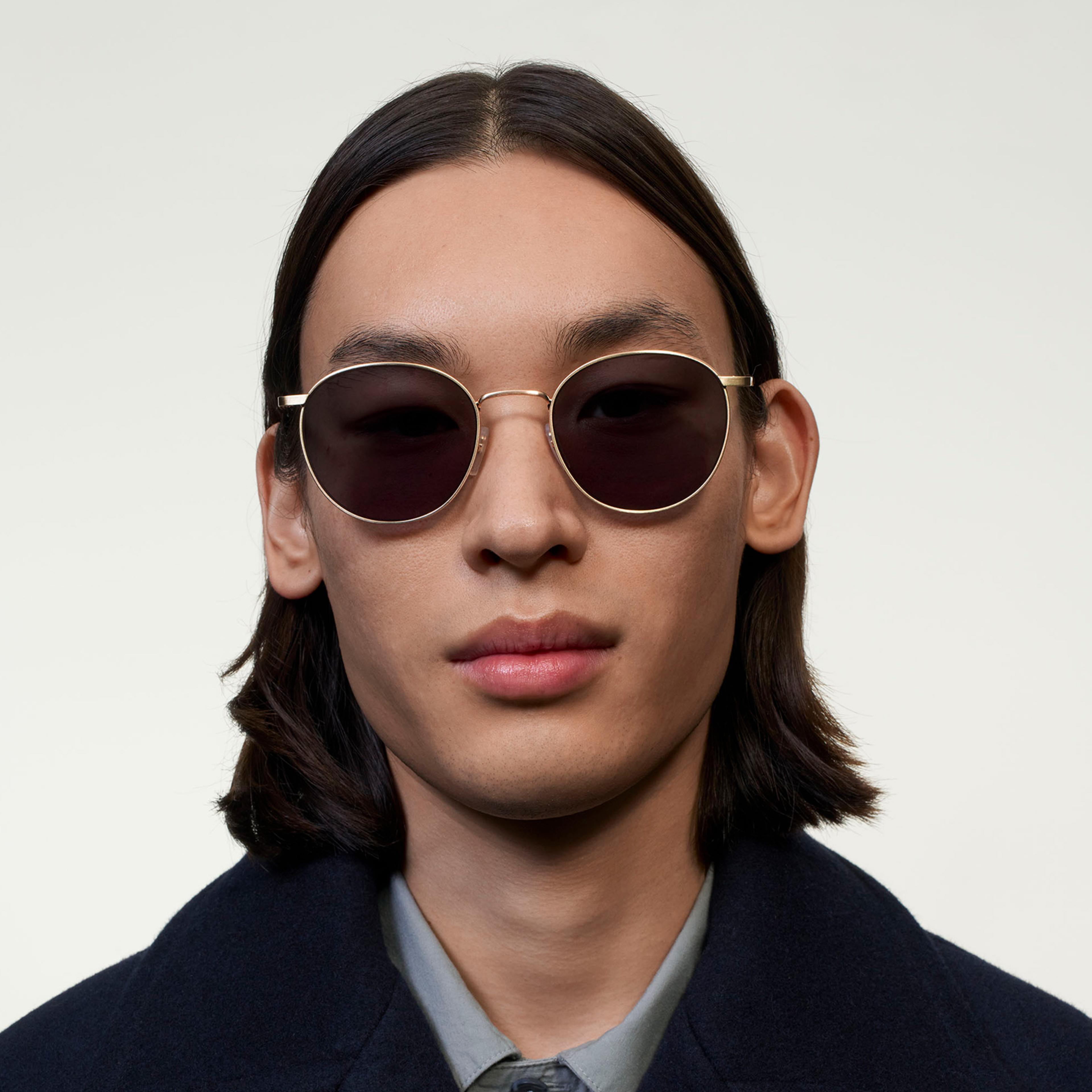 Ace & Tate Neil Extra Large in Satin Gold Ace & Tate Zonnebrillen | Rond Metaal in Goud