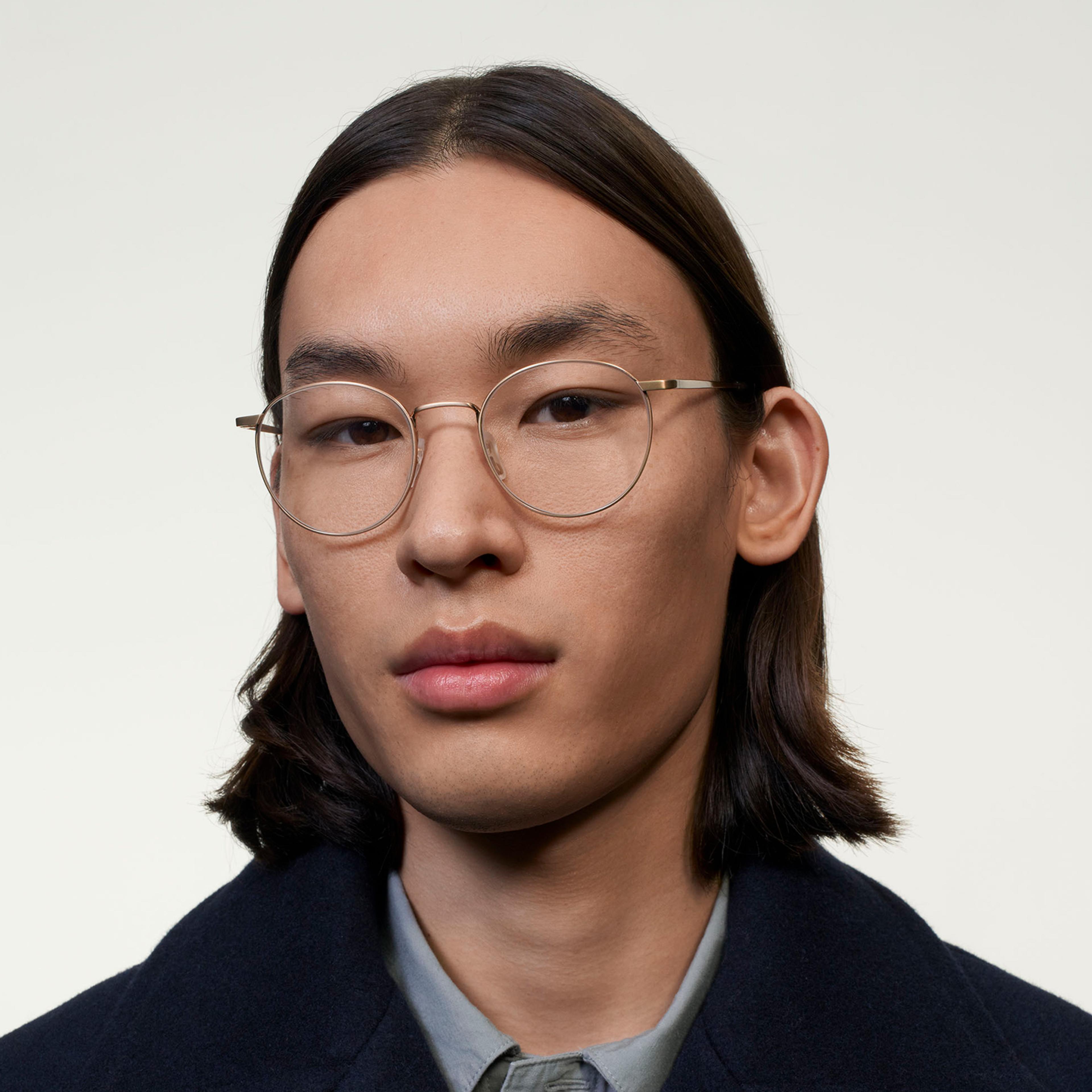 Ace & Tate Neil Large Titanium in Satin Gold Ace & Tate Glasses | Round Metal in Gold