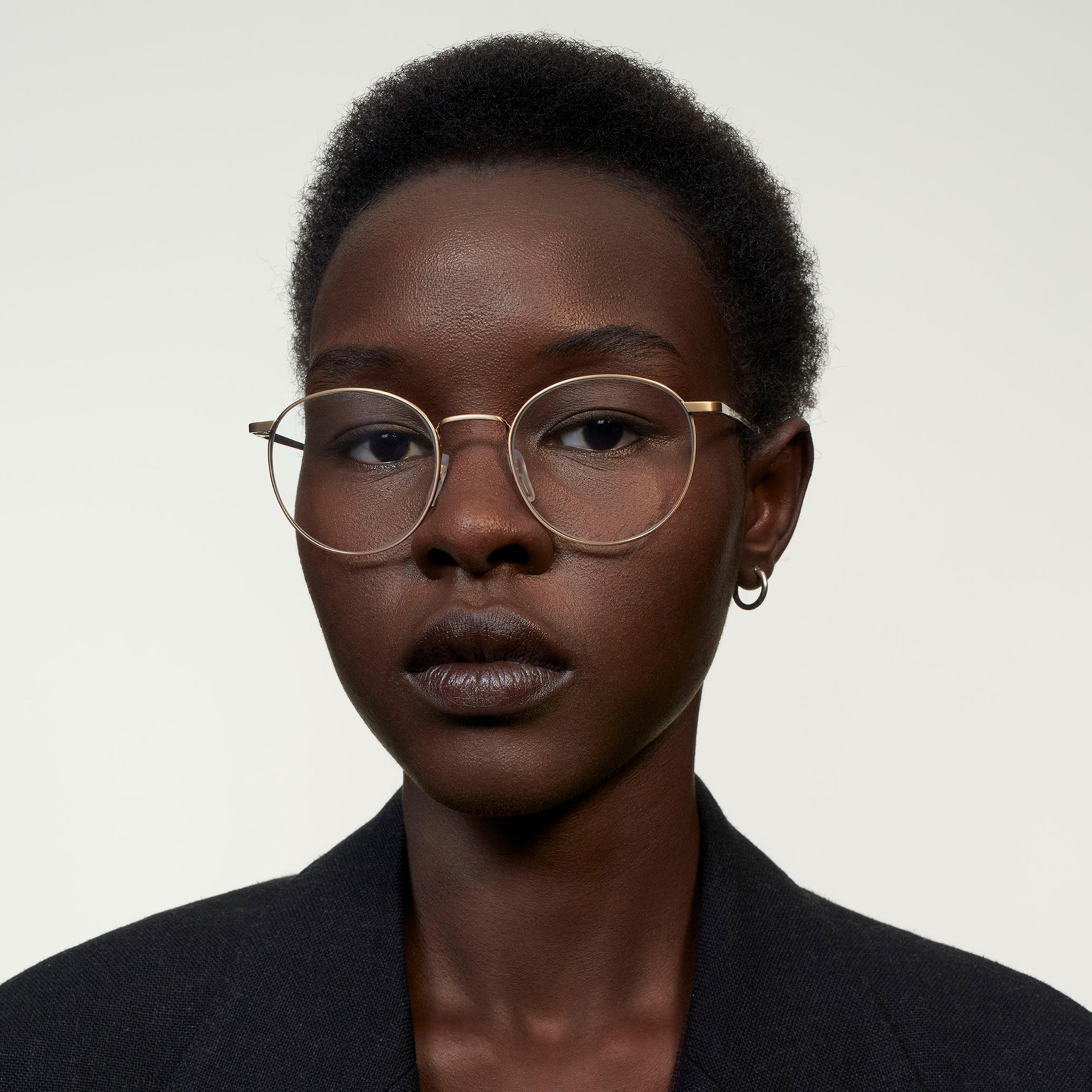 Ace & Tate Neil Large Titanium in Satin Gold Ace & Tate Glasses | Round Metal in Gold