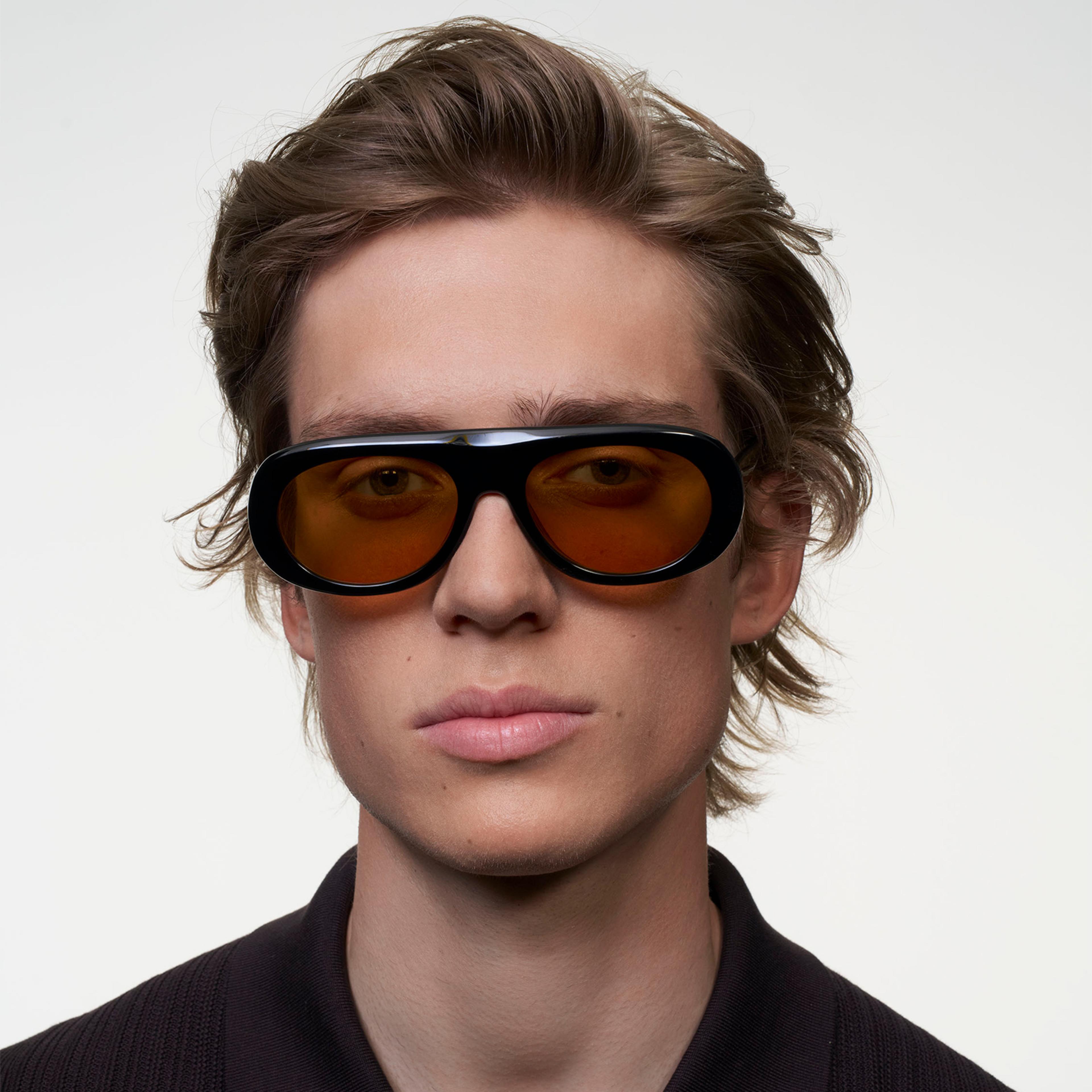 Ace & Tate Sunglasses | Round Acetate in Black