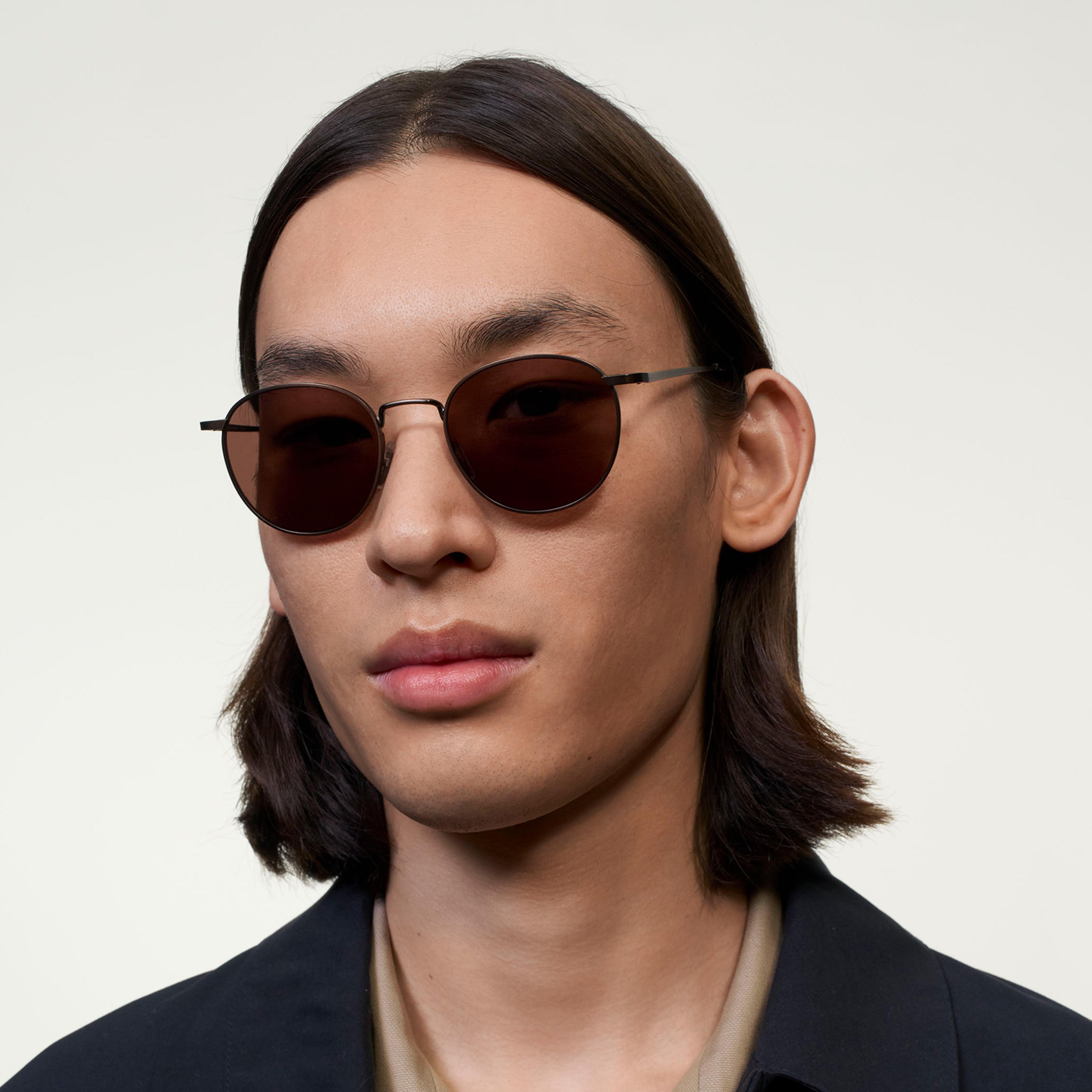 Ace & Tate Sunglasses | Round Metal in Brown