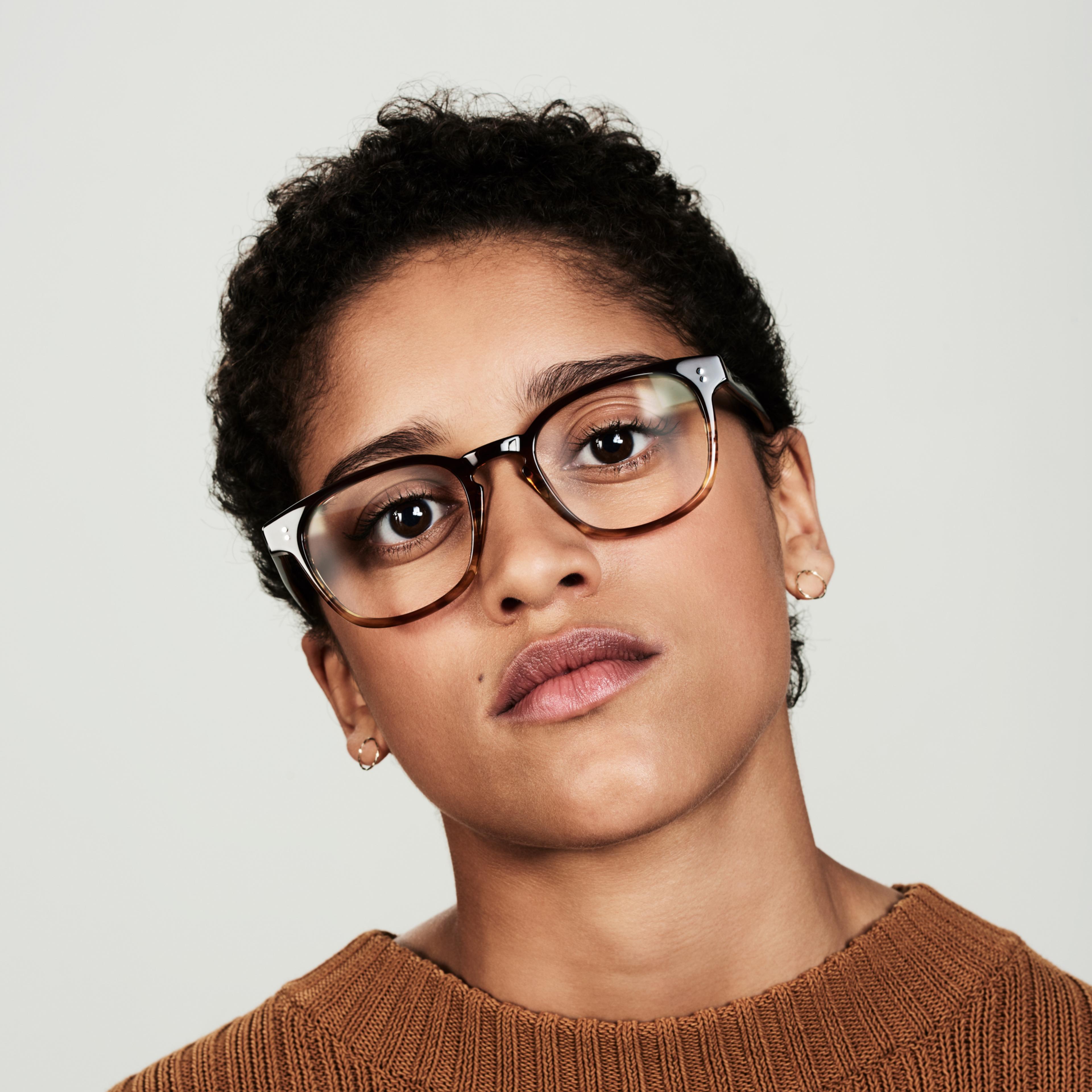 Ace & Tate Alfred in Chocolate Havana Fade Ace & Tate Glasses | Square Acetate in Brown, Orange