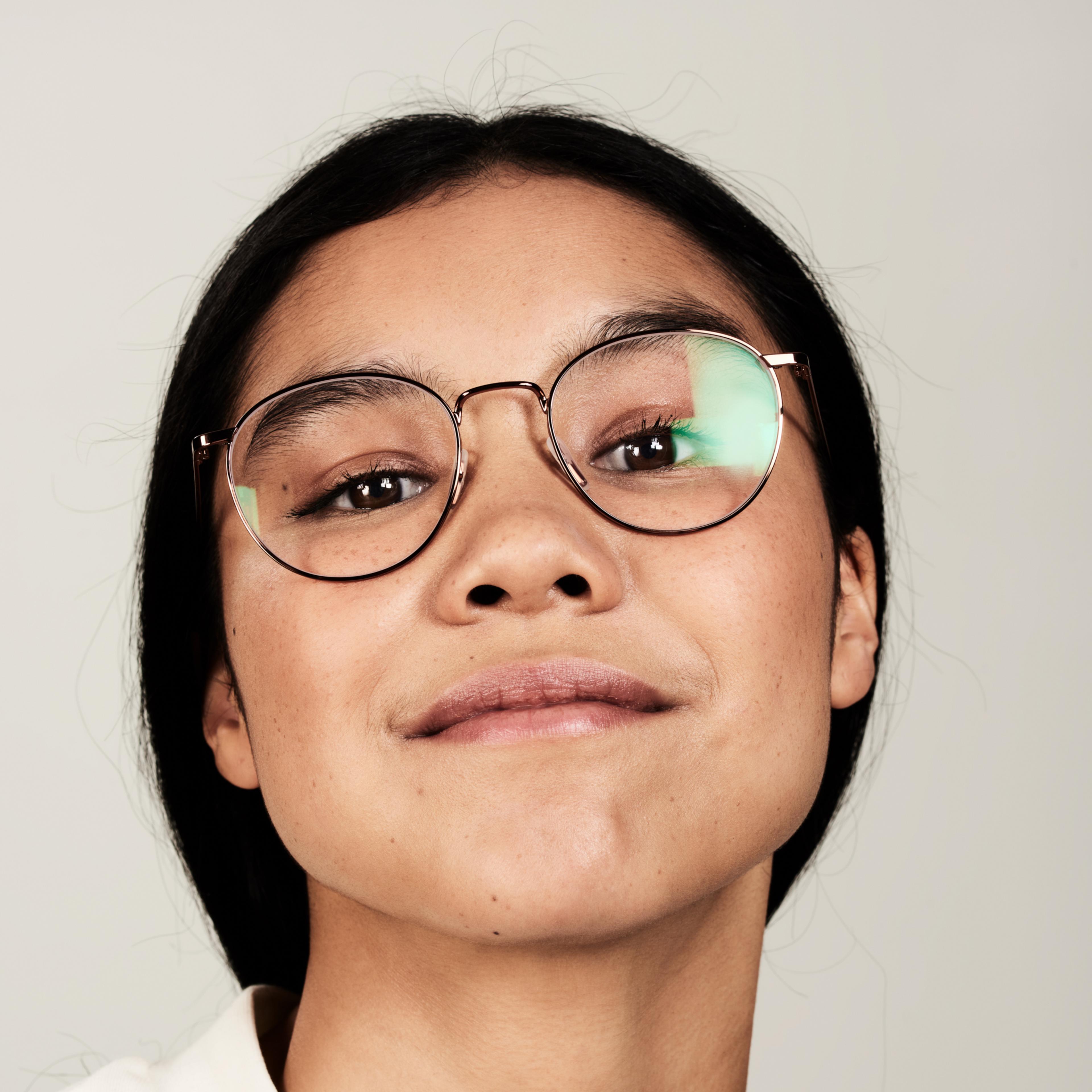 Ace & Tate Glasses | Round Metal in Brown, Red