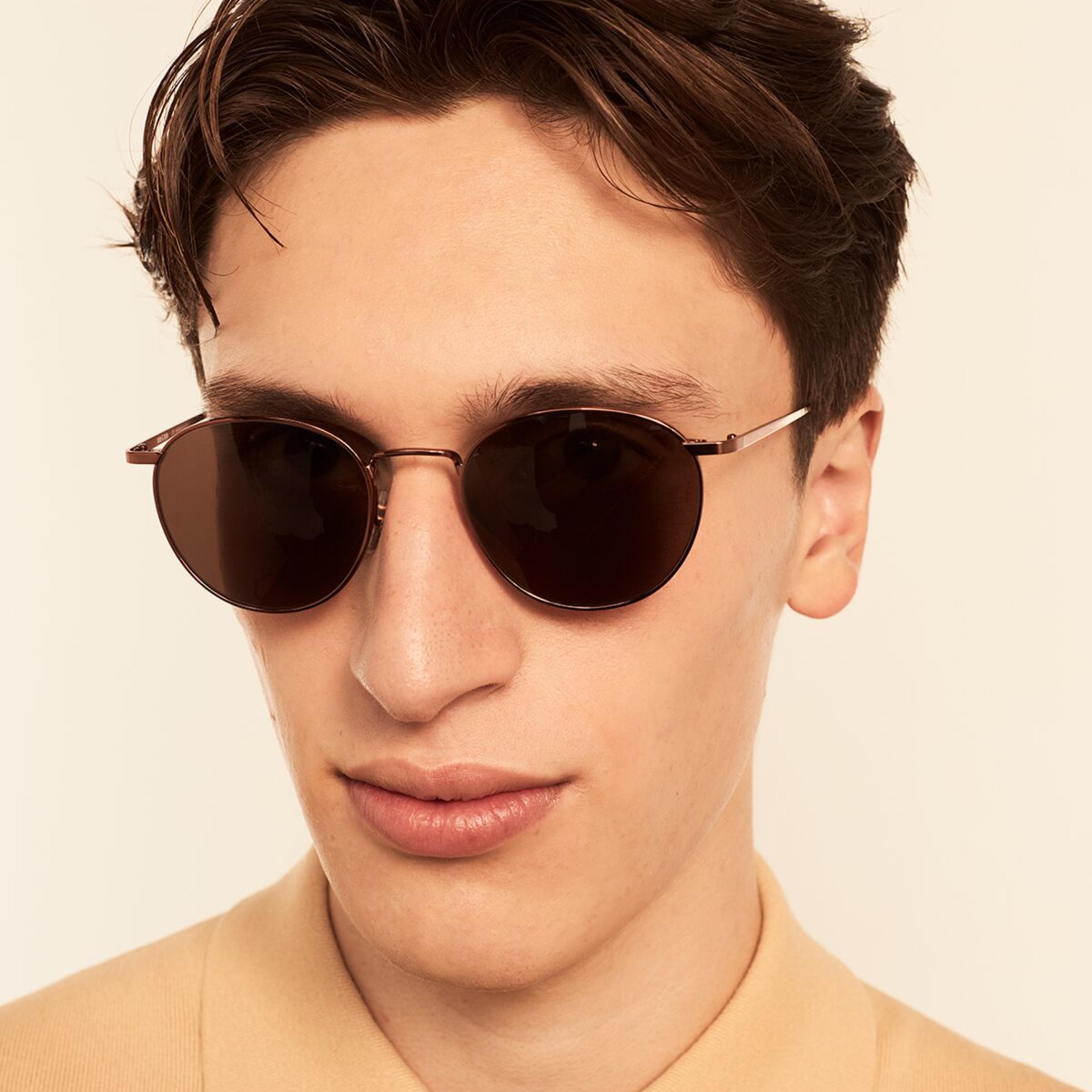 Ace & Tate Sunglasses | Round Metal in Brown, Red
