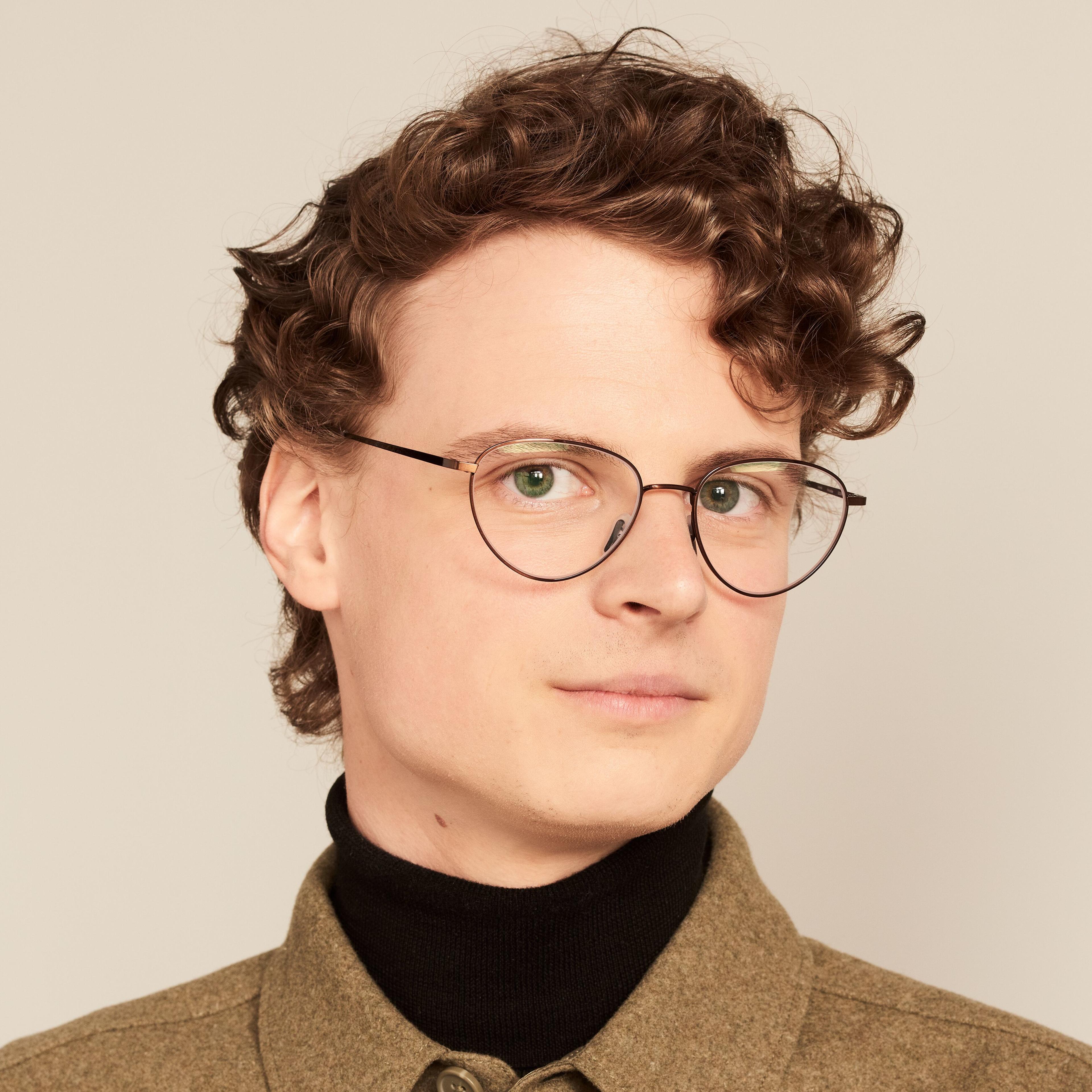 Ace & Tate Glasses | Oval Metal in Brown