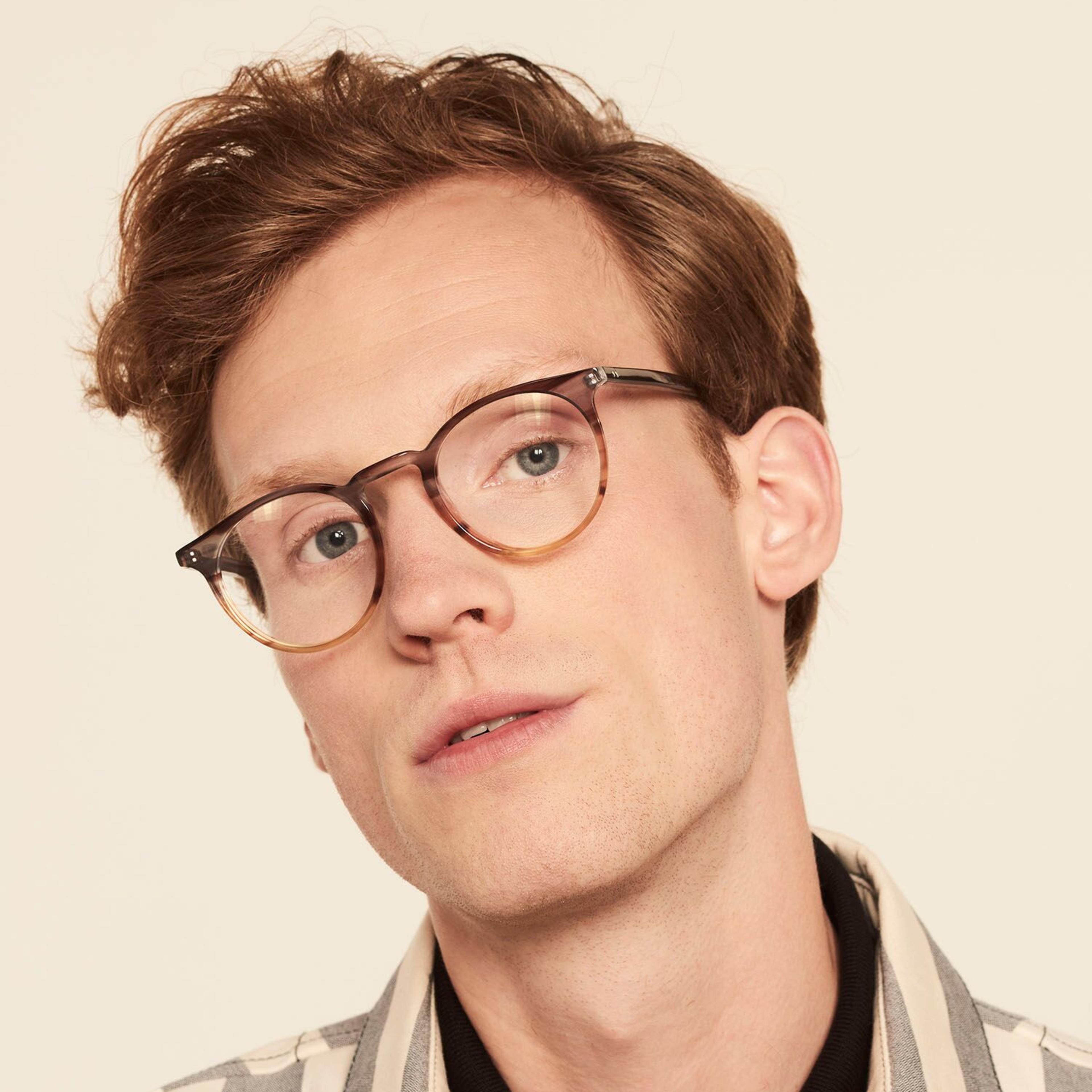 Ace & Tate Gafas | Redonda Acetato in Marrón, Gris, Naranja