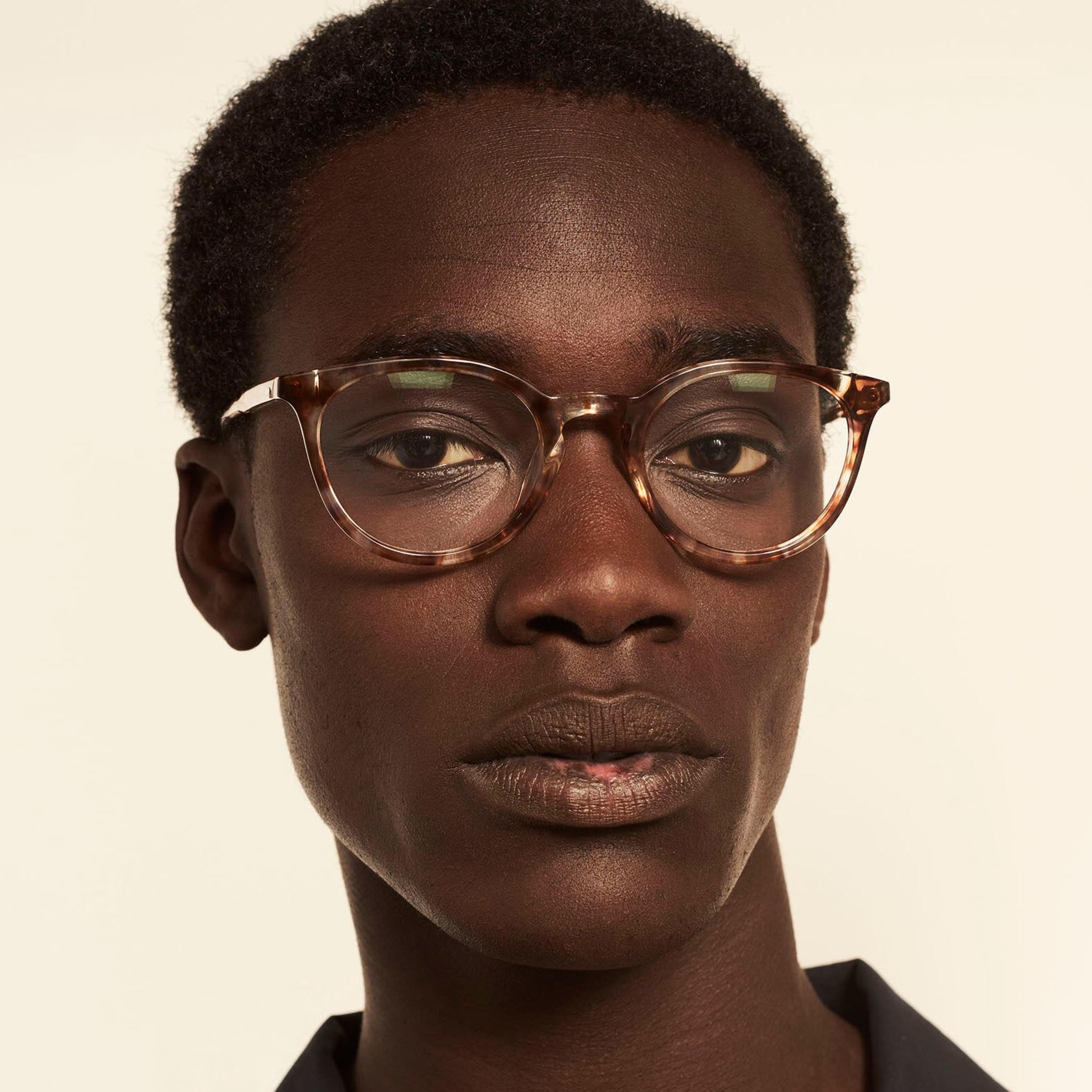 Ace & Tate Glasses | Round Acetate in Brown, Clear