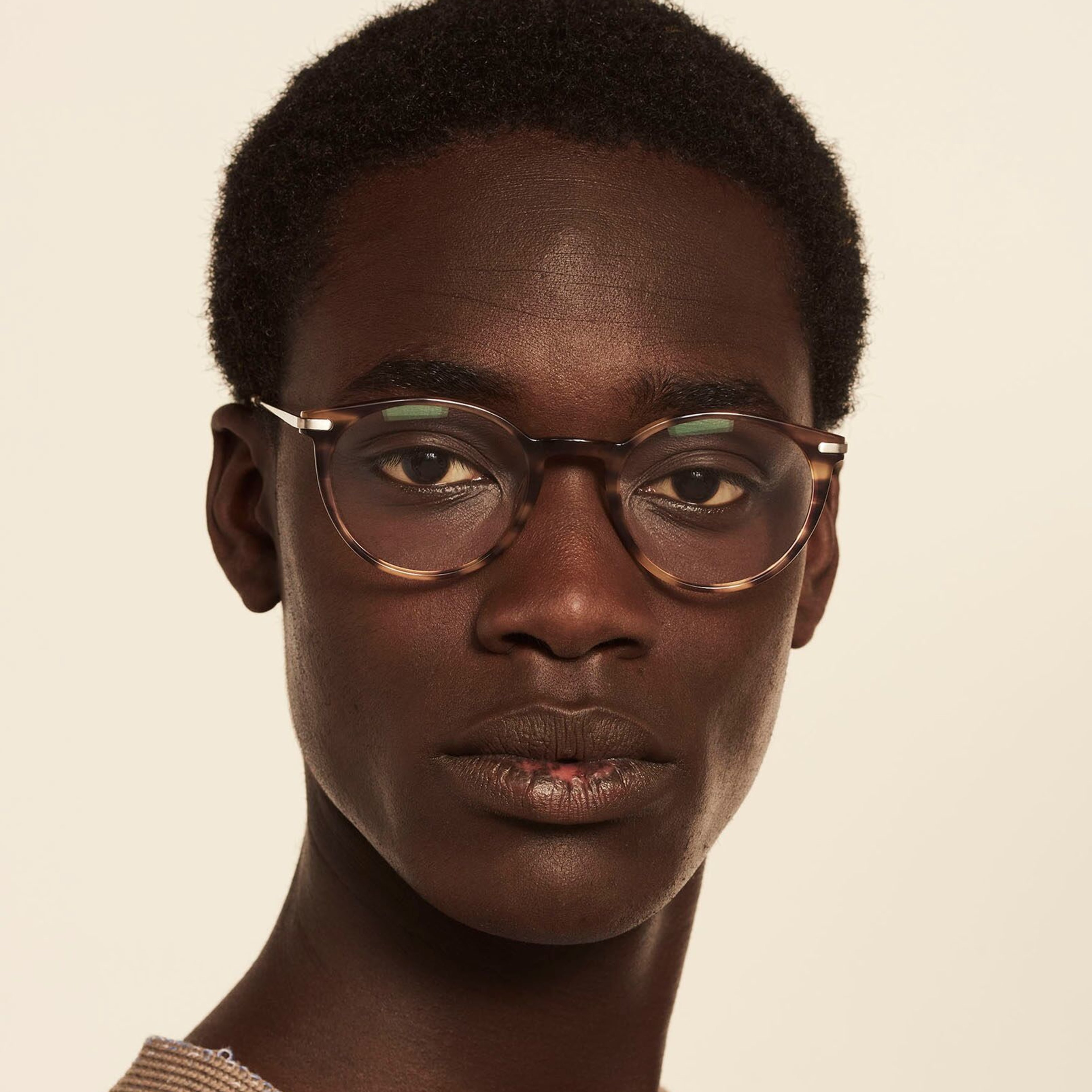 Ace & Tate Glasses | round acetate in Beige, Brown