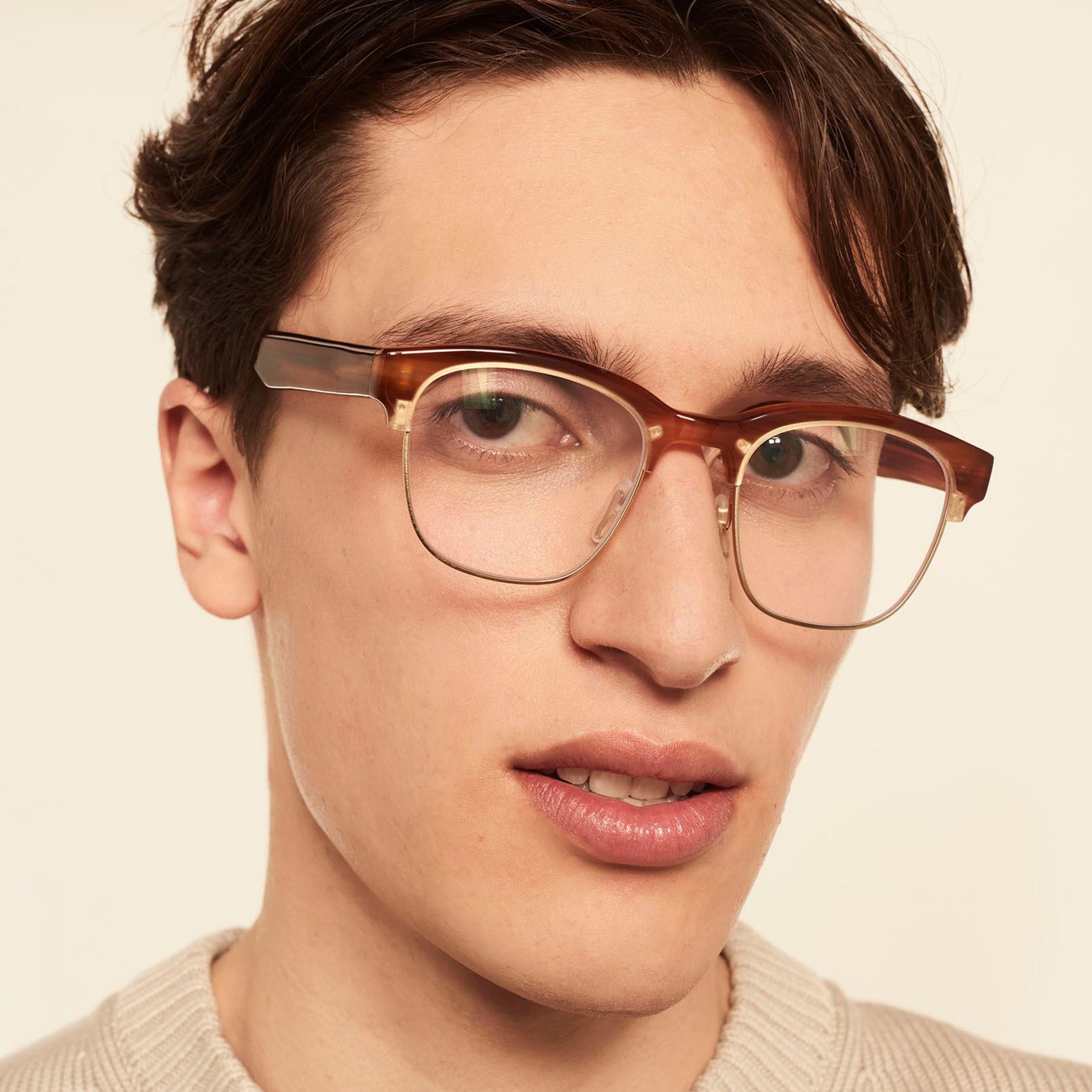 Ace & Tate Glasses | square metal in Brown, Orange