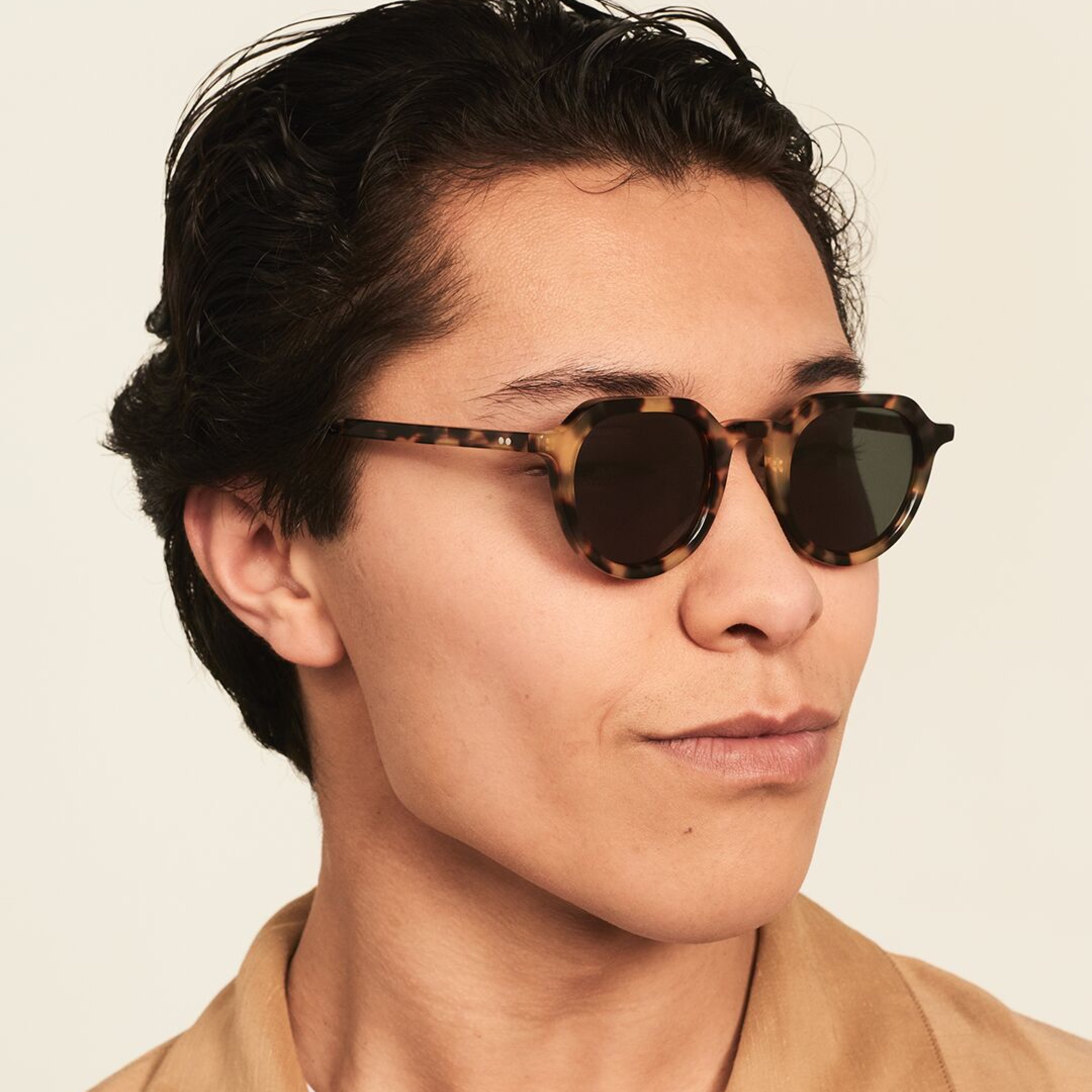 Ace & Tate Sunglasses | round acetate in Brown, Yellow