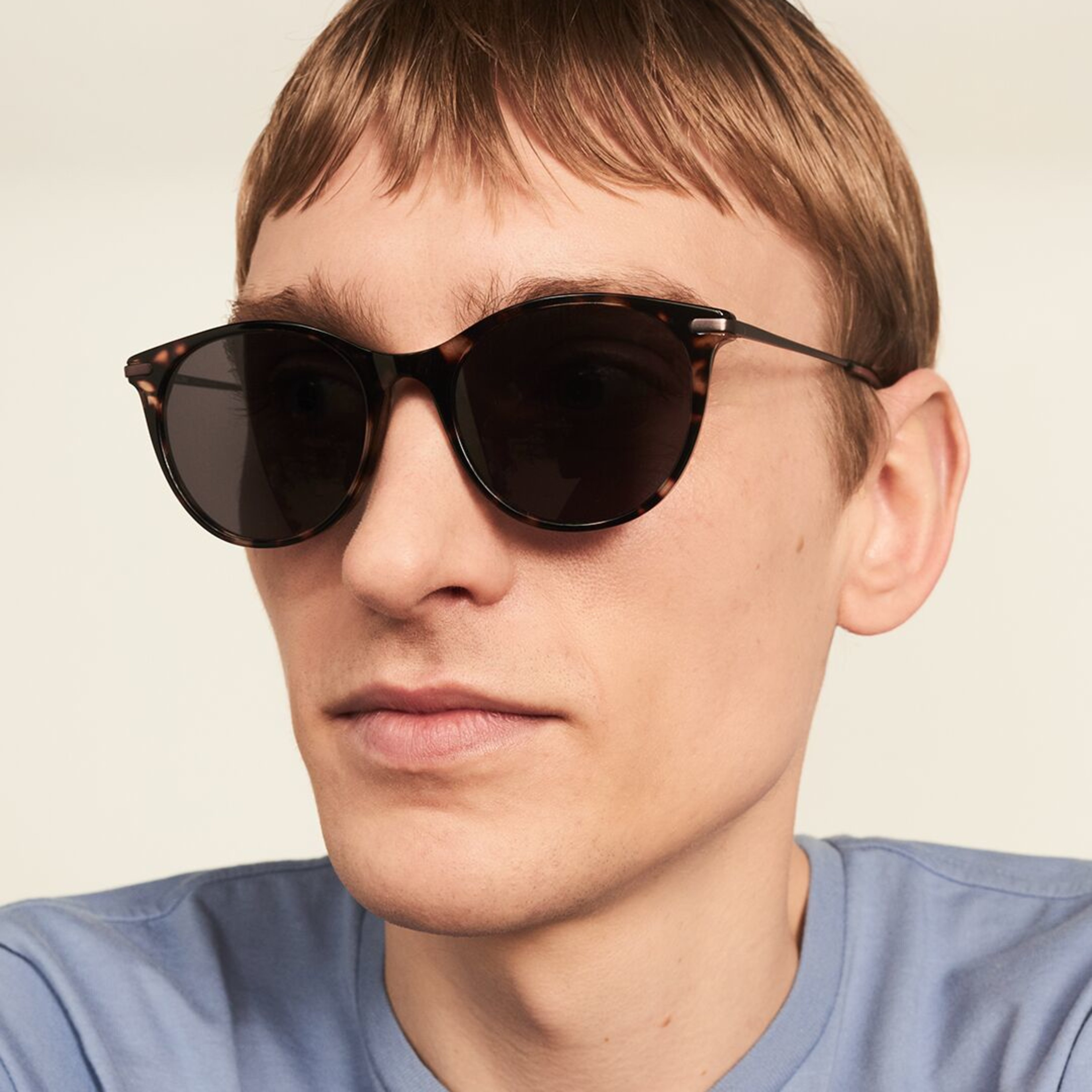 Ace & Tate Sunglasses | Round Metal in Brown