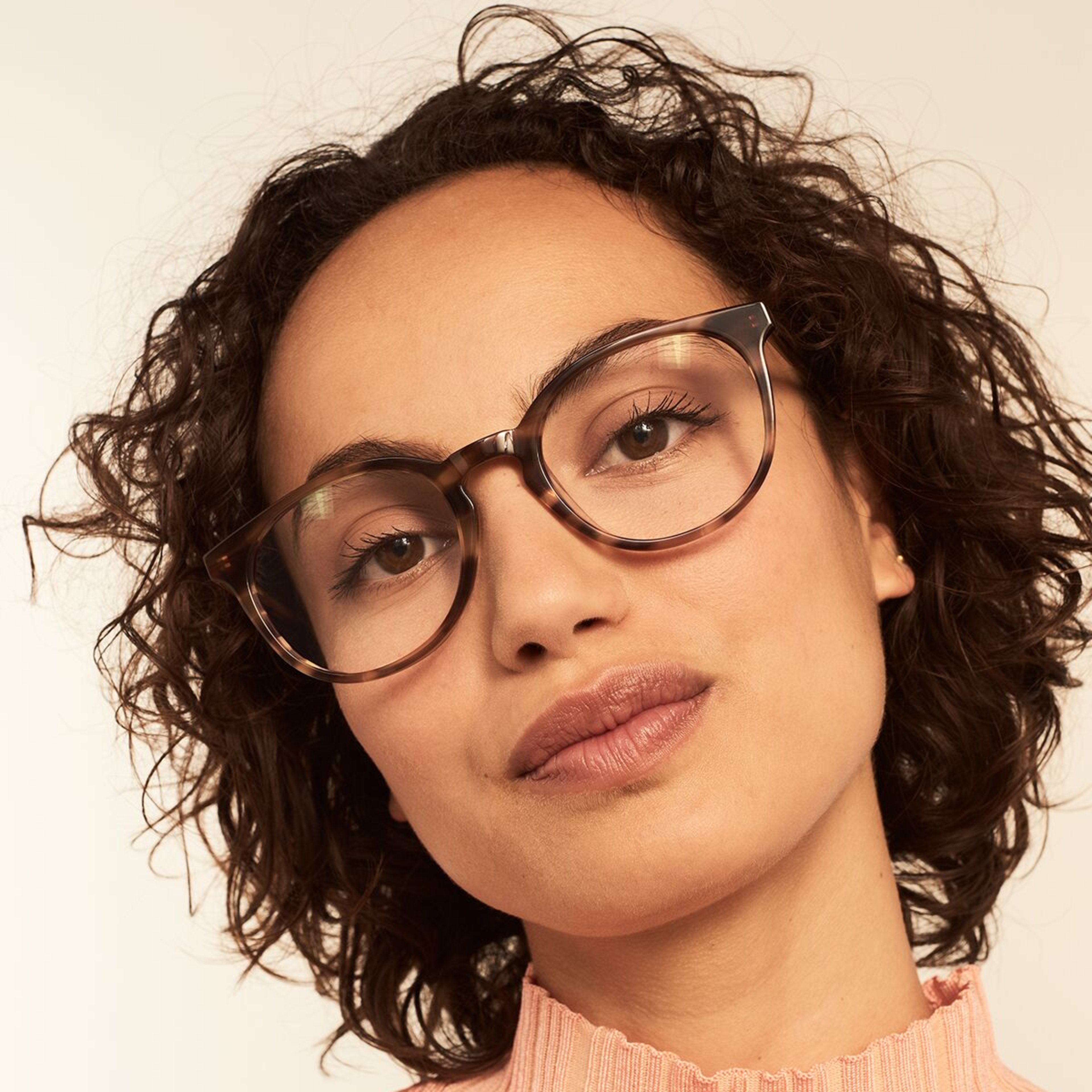 Ace & Tate Glasses | round acetate in Beige, Brown