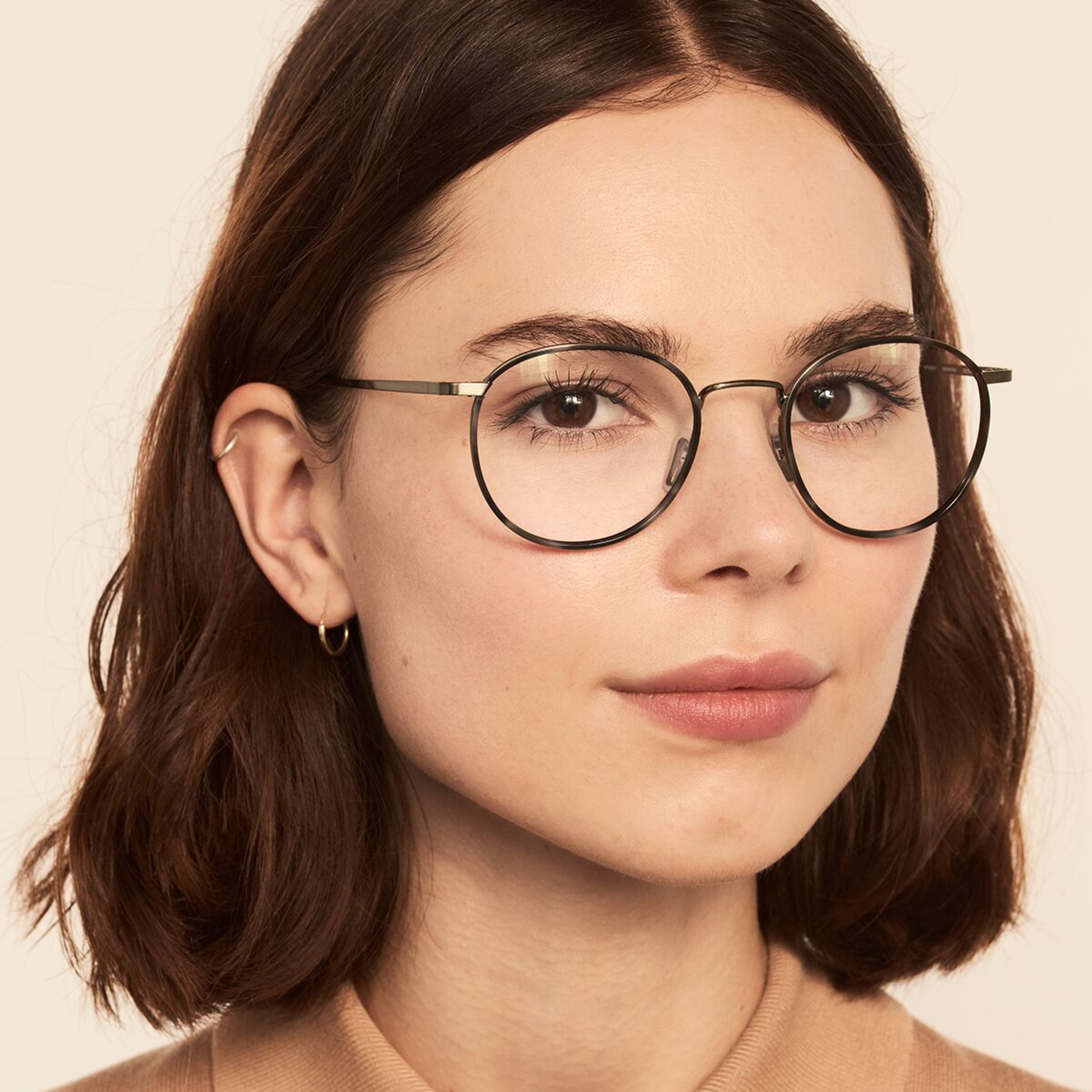 Ace & Tate Glasses | Round Metal in Green, Grey
