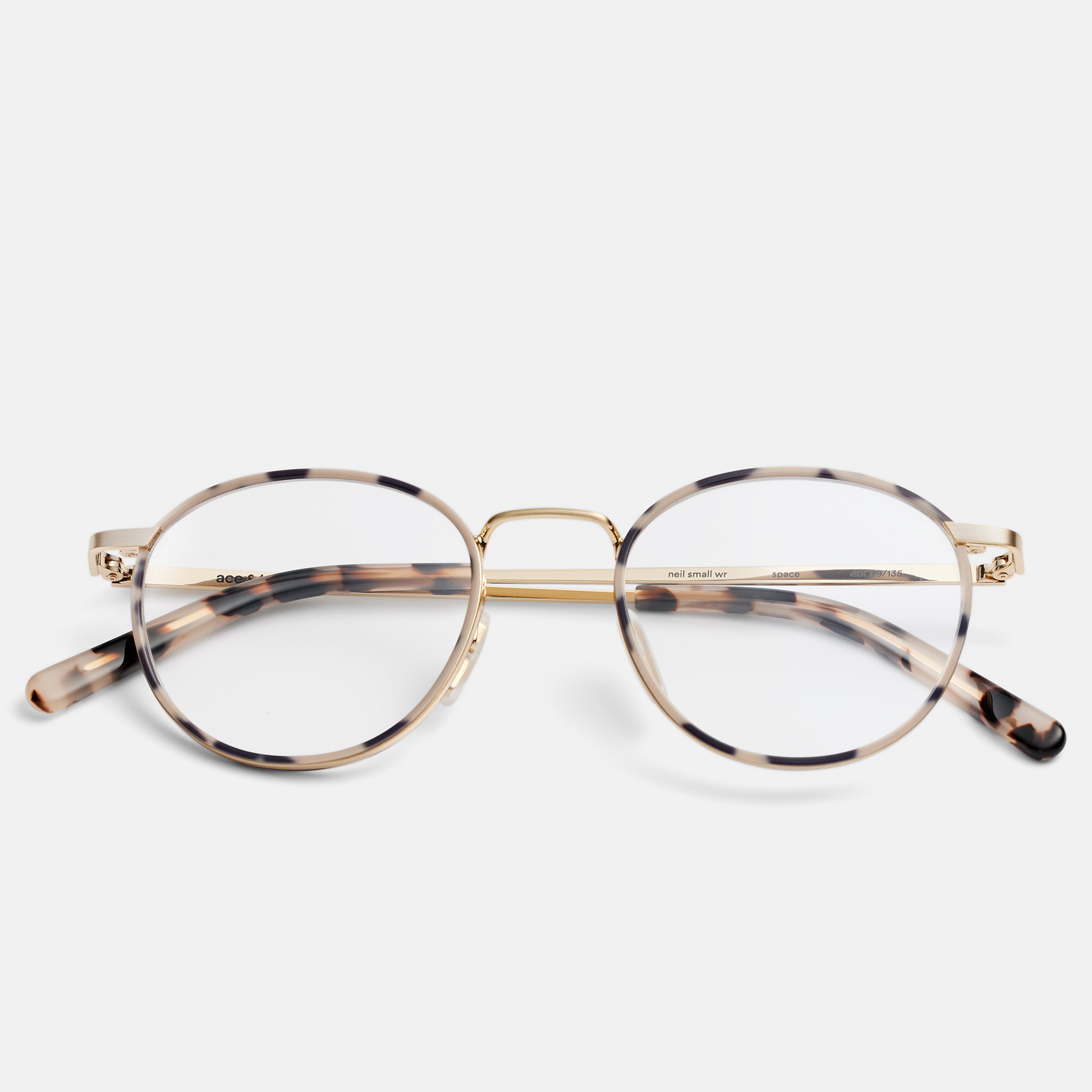 Ace & Tate Glasses | Round Metal in Beige, Brown