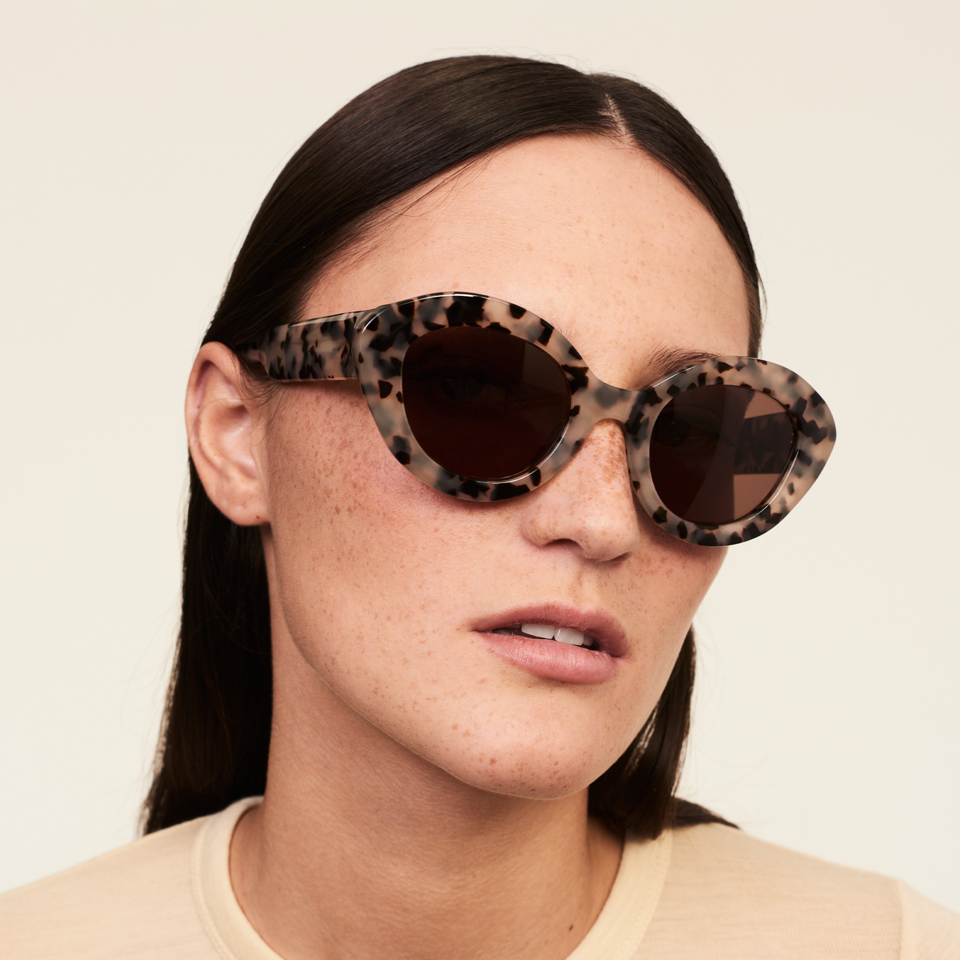 Ace & Tate Solaires | ronde Bio-acétate in Beige, Marron