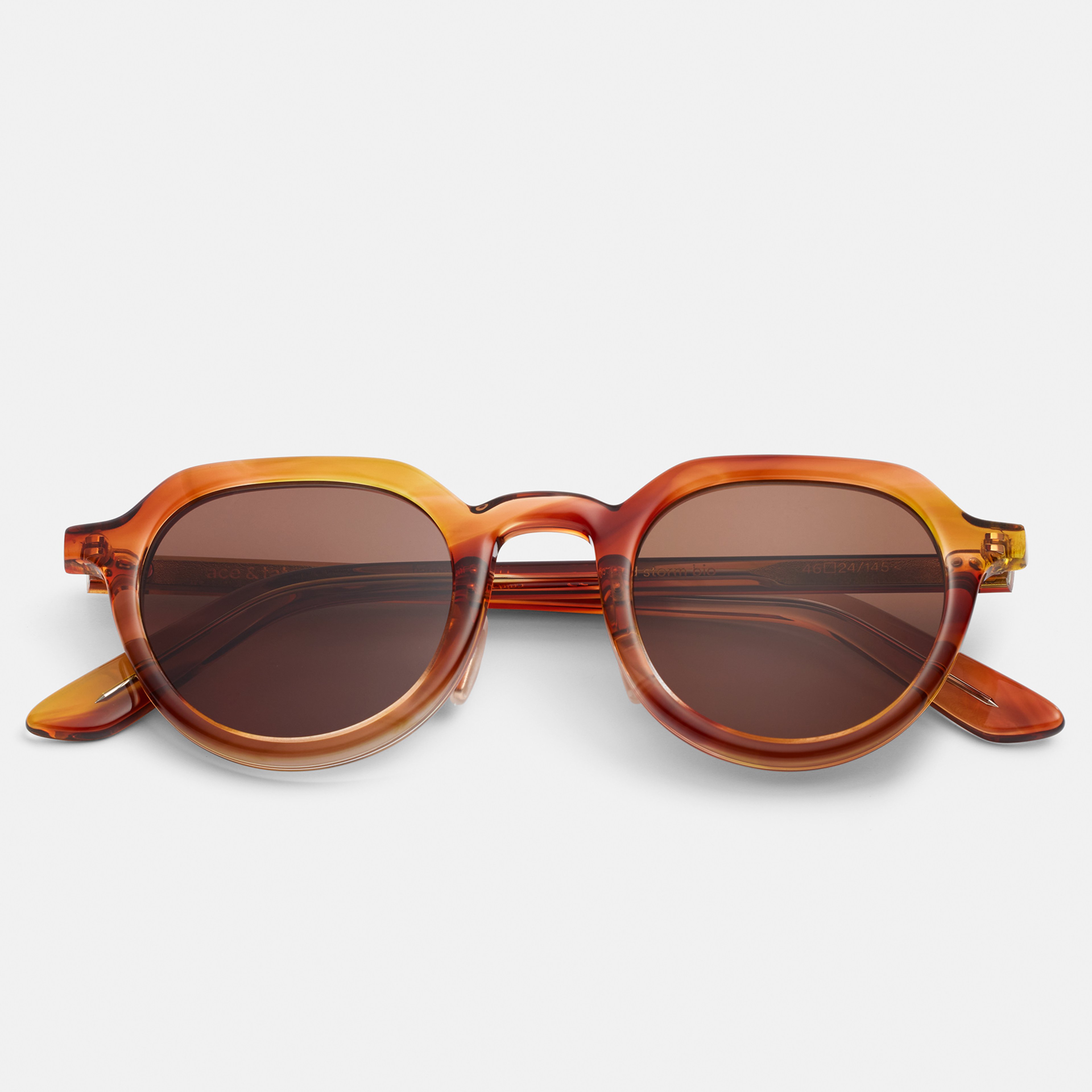 Ace & Tate Solaires | ronde Bio-acétate in Marron, Rouge