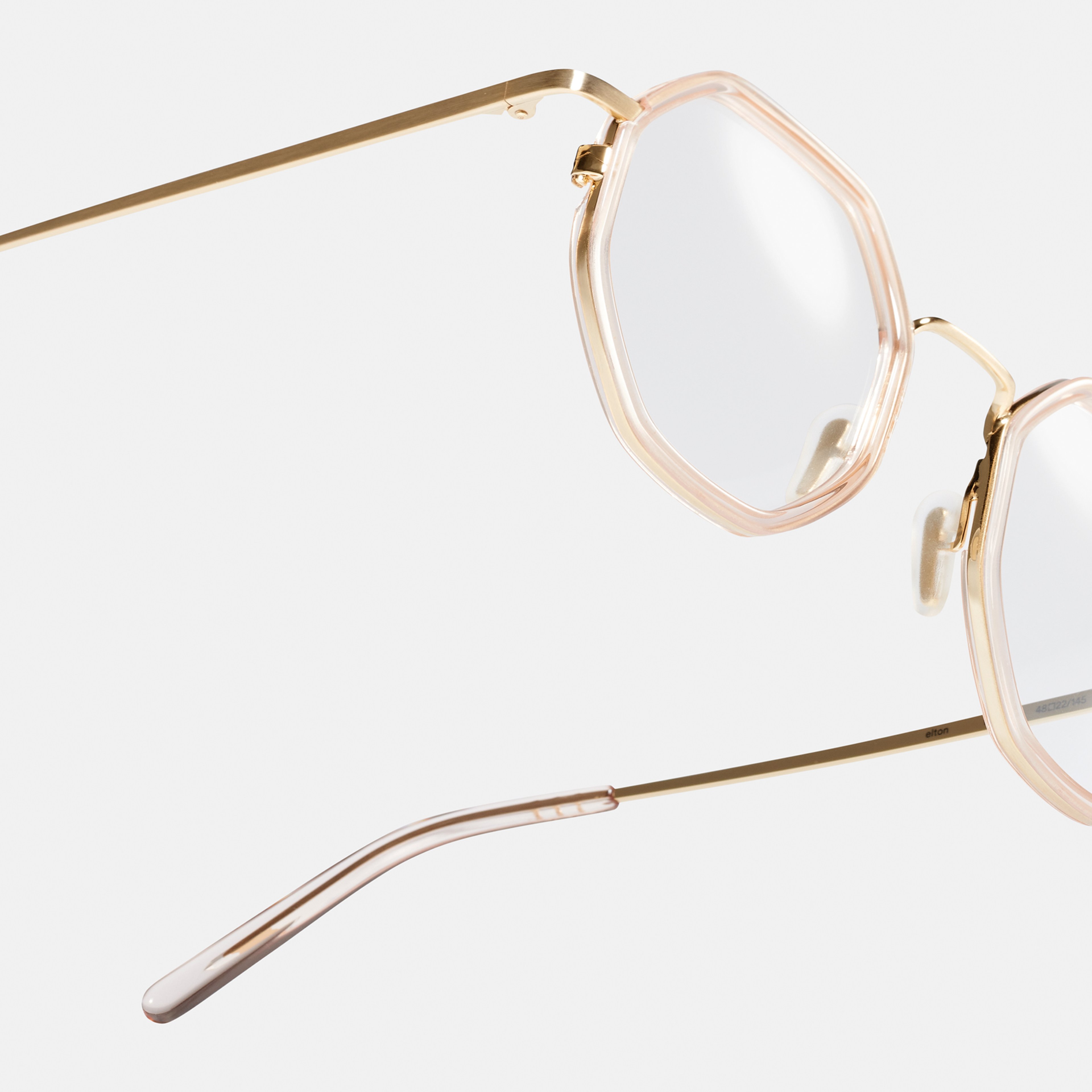 Ace & Tate Glasses | hexagonal Acetate in Clear, Gold