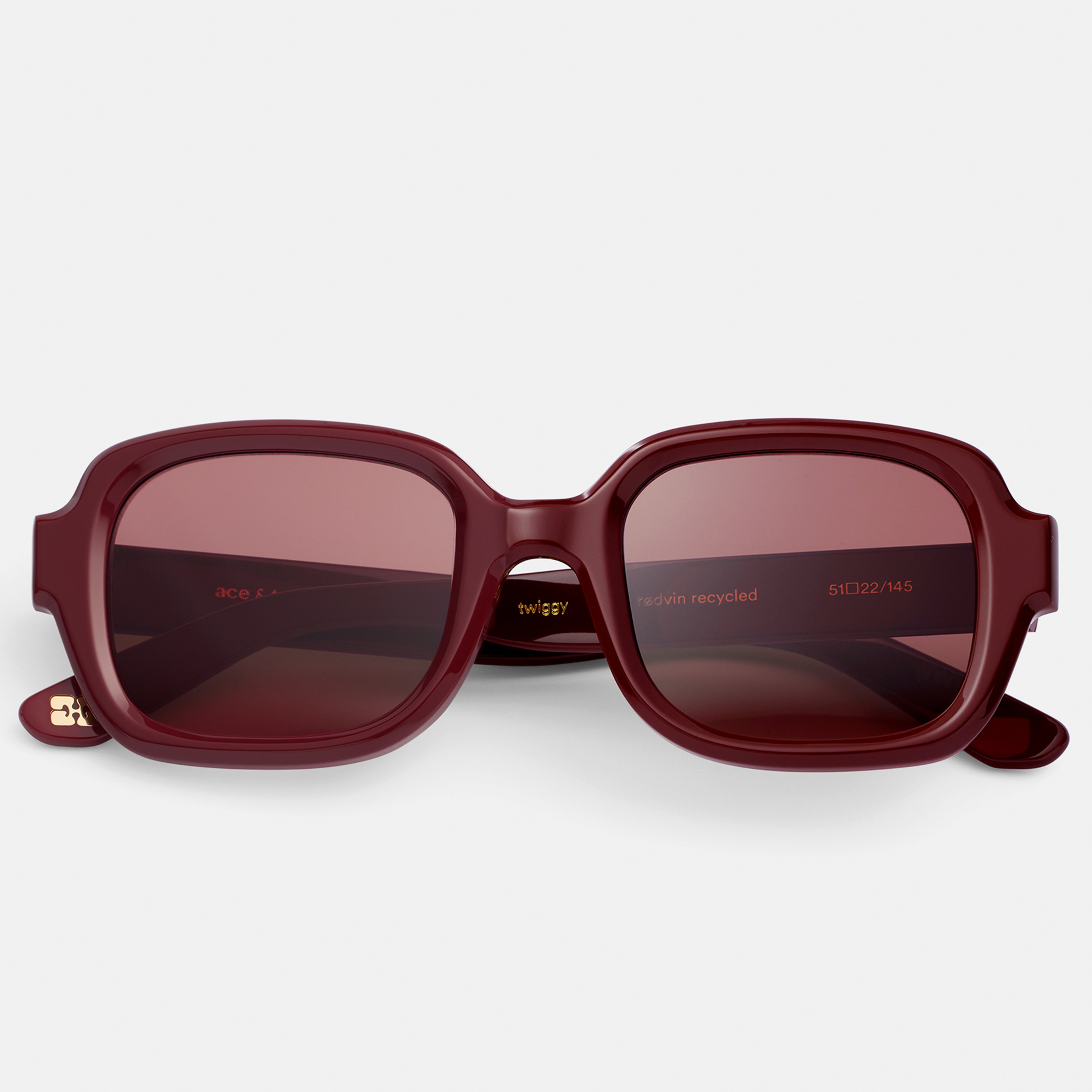Ace & Tate Solaires | carrée Acétate in Violet, Rouge