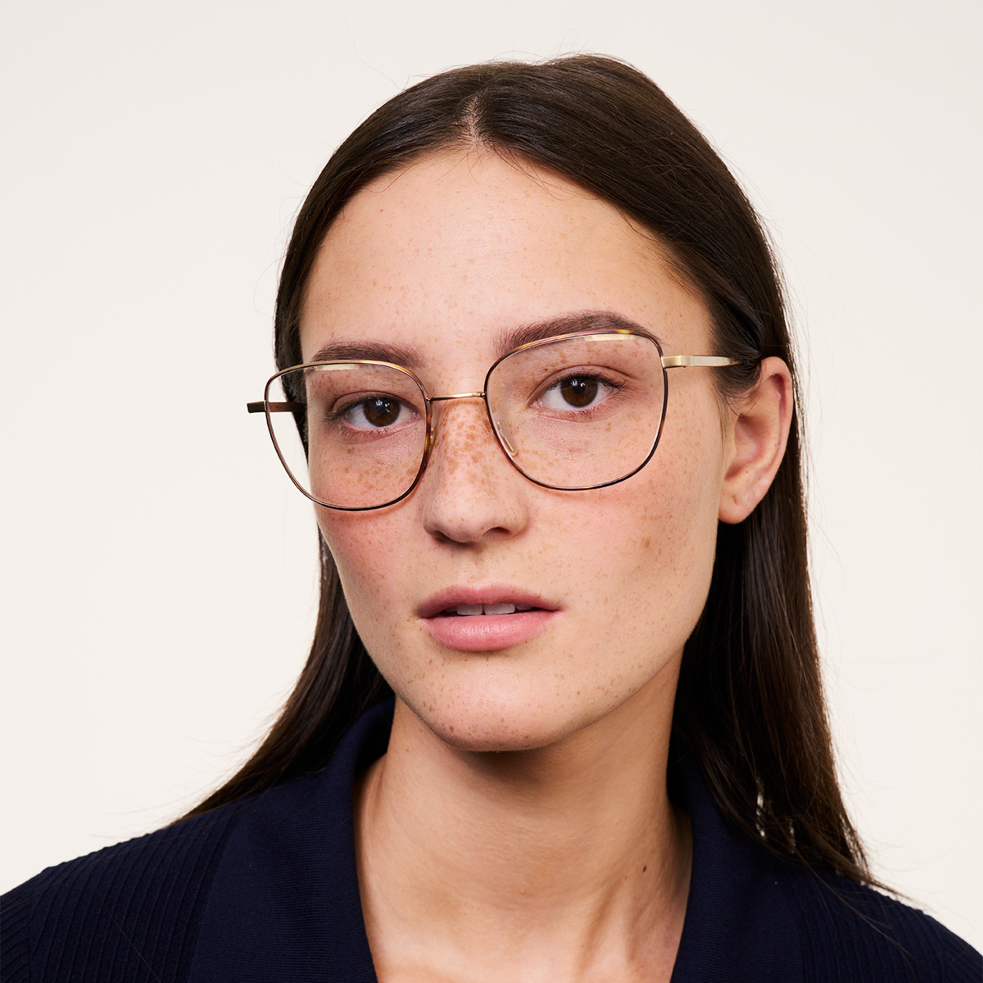 Ace & Tate Glasses | Square Metal in Brown