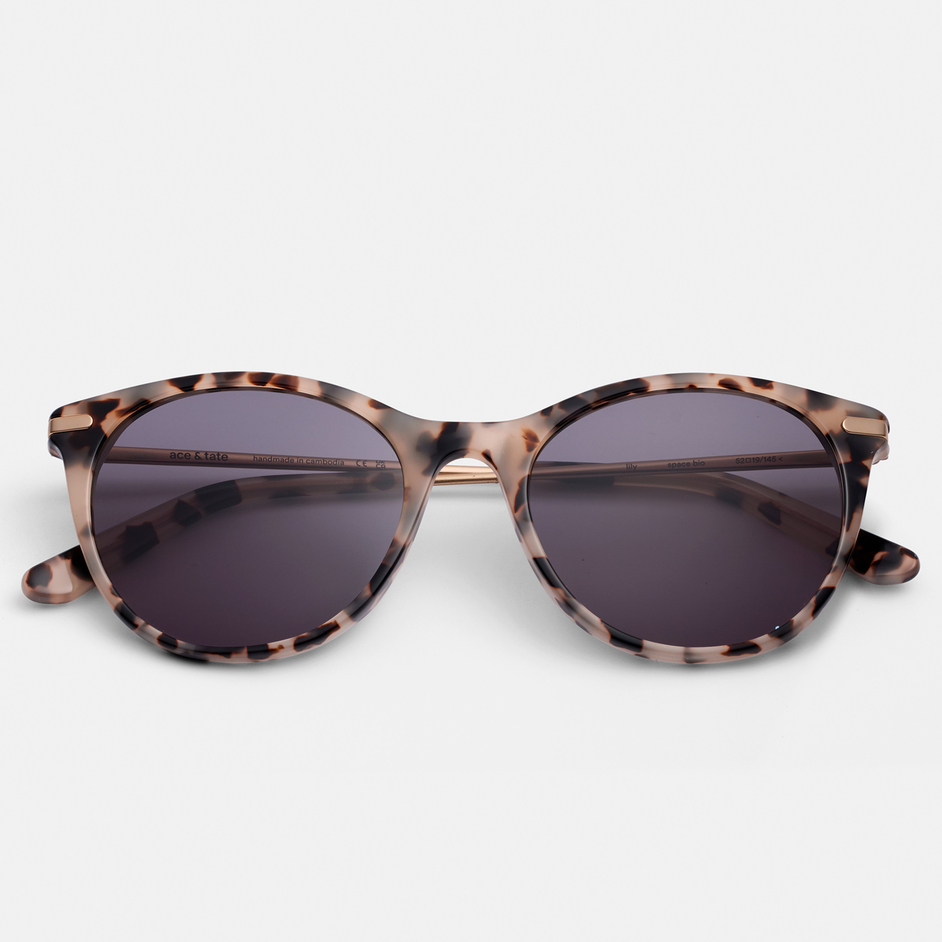 Ace & Tate Sunglasses | Round Metal in Beige, Brown