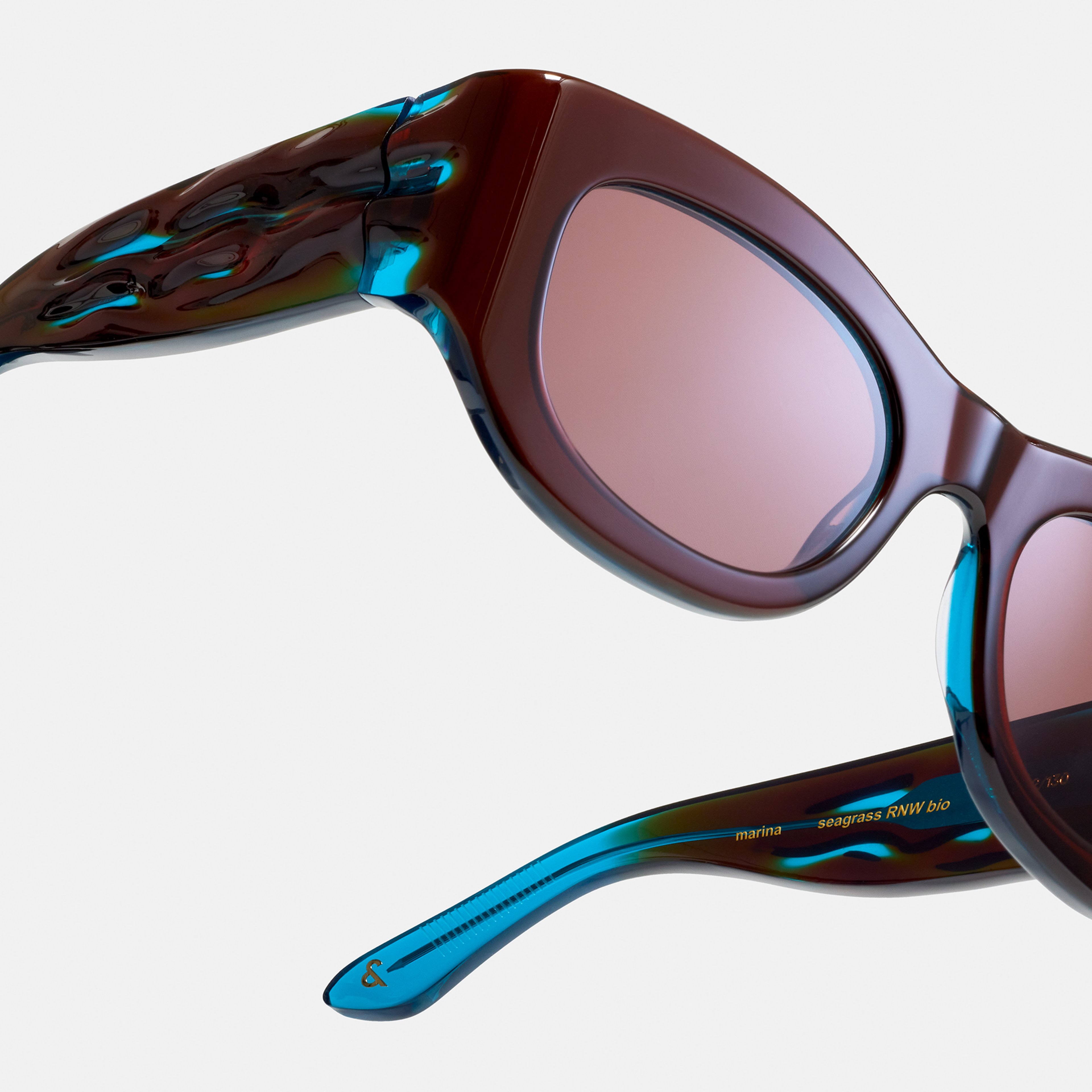 Ace & Tate Sunglasses | Round Renew bio acetate in Blue, Brown