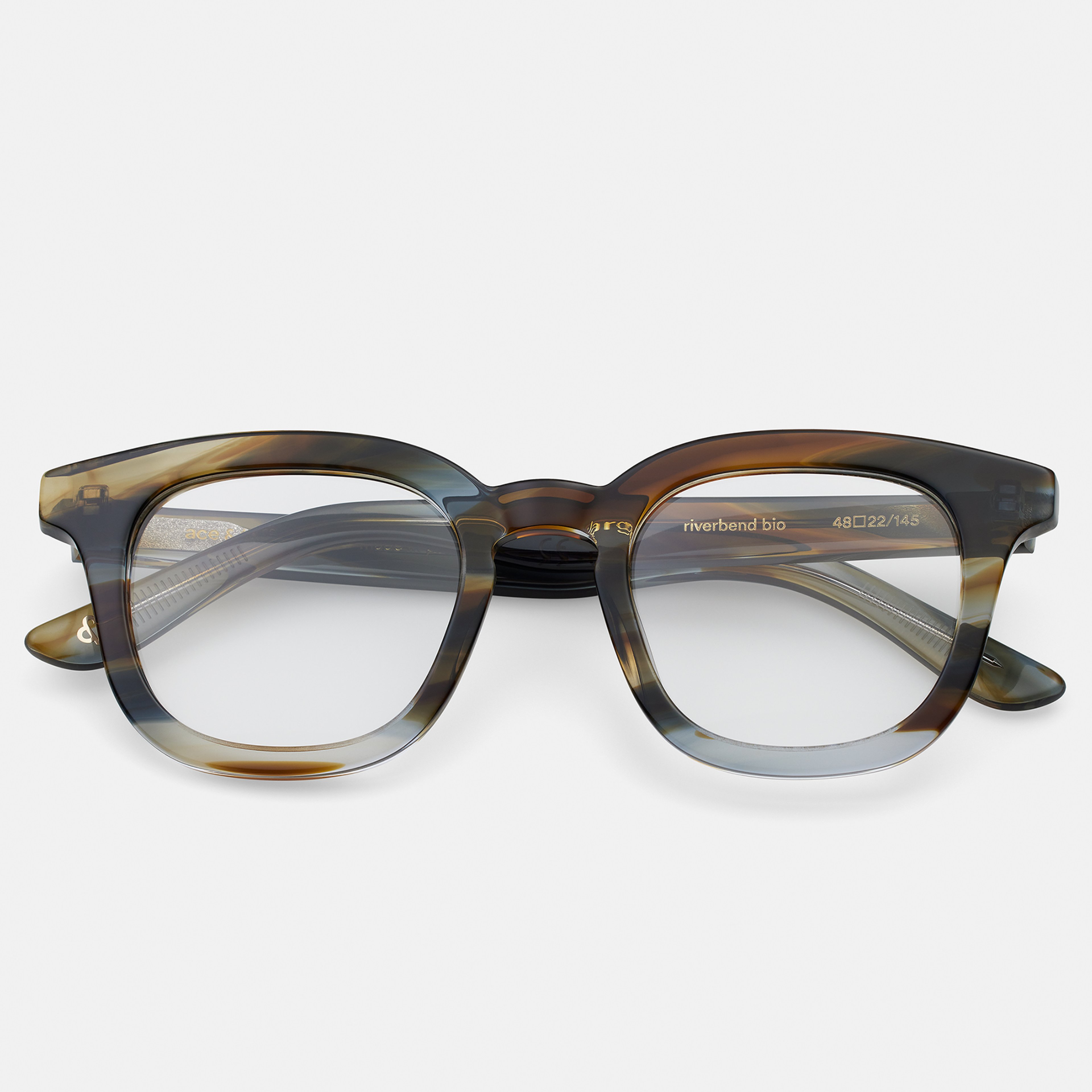 Ace & Tate Brillen | Quadratisch Bio-Acetat in Blau