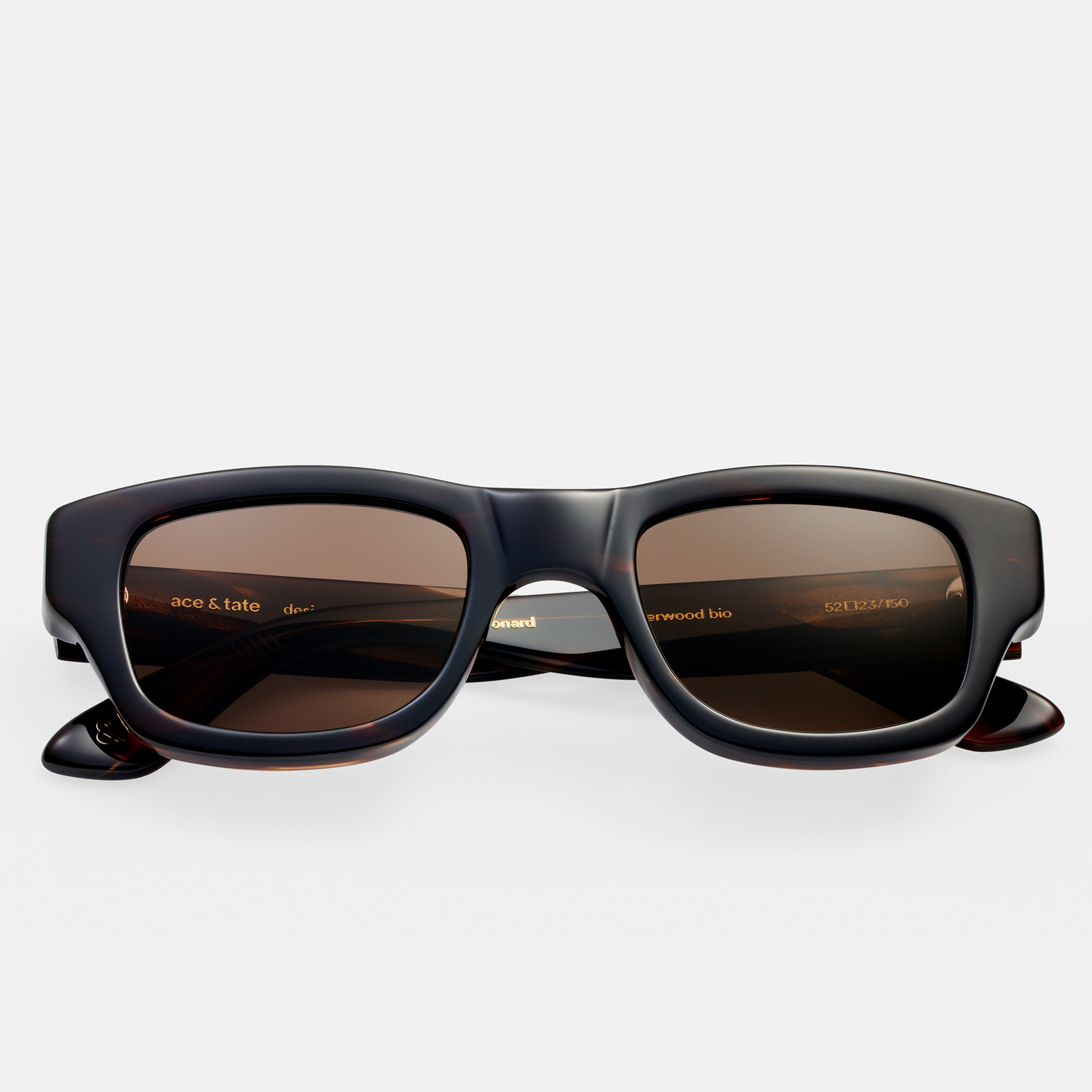 Ace & Tate Solaires | Rectangulaire Acétate in Marron, Orange
