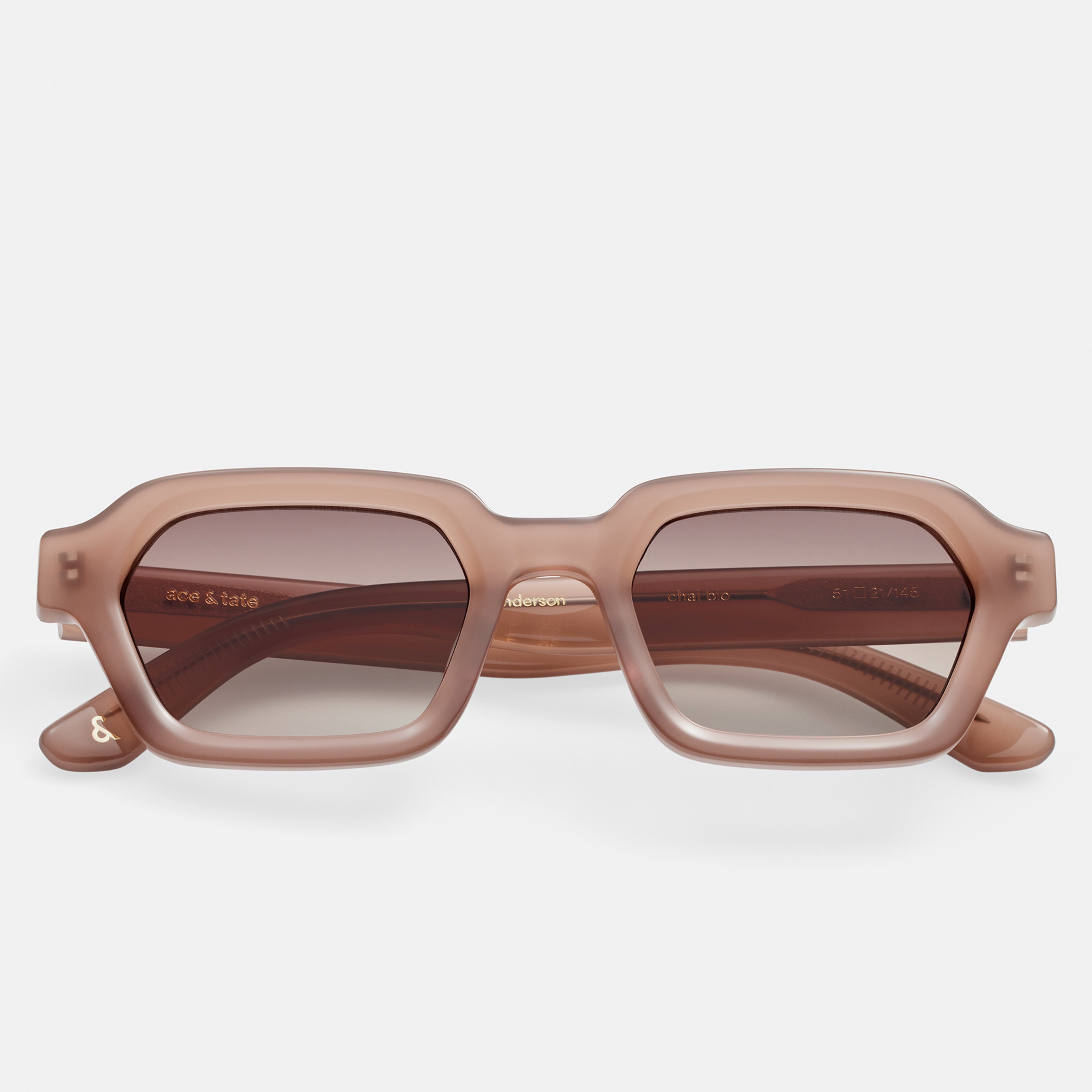 Ace & Tate Sunglasses | Rectangle Acetate in Beige, Brown