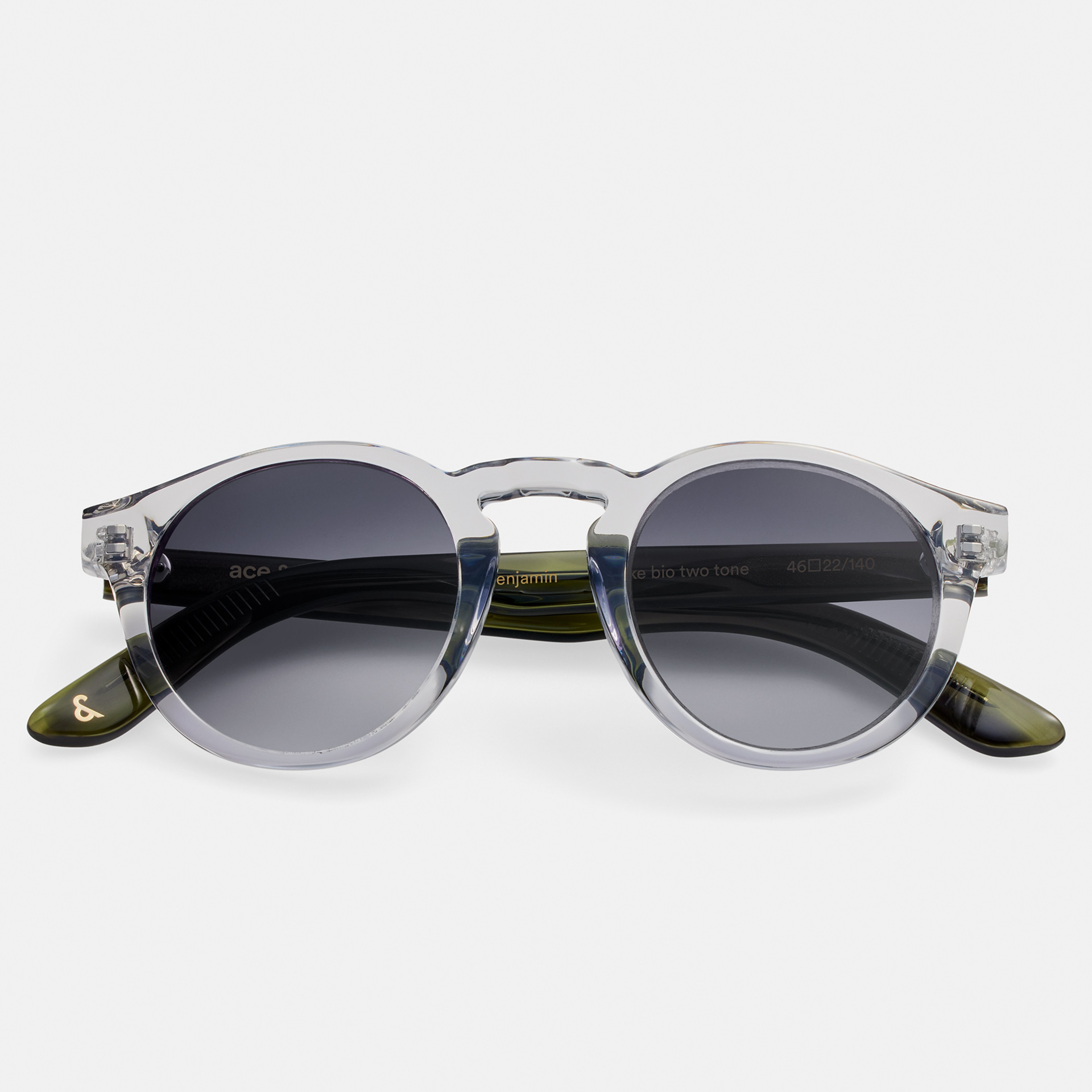 Ace & Tate Solaires | Ronde Acétate in Clair, Vert, Gris