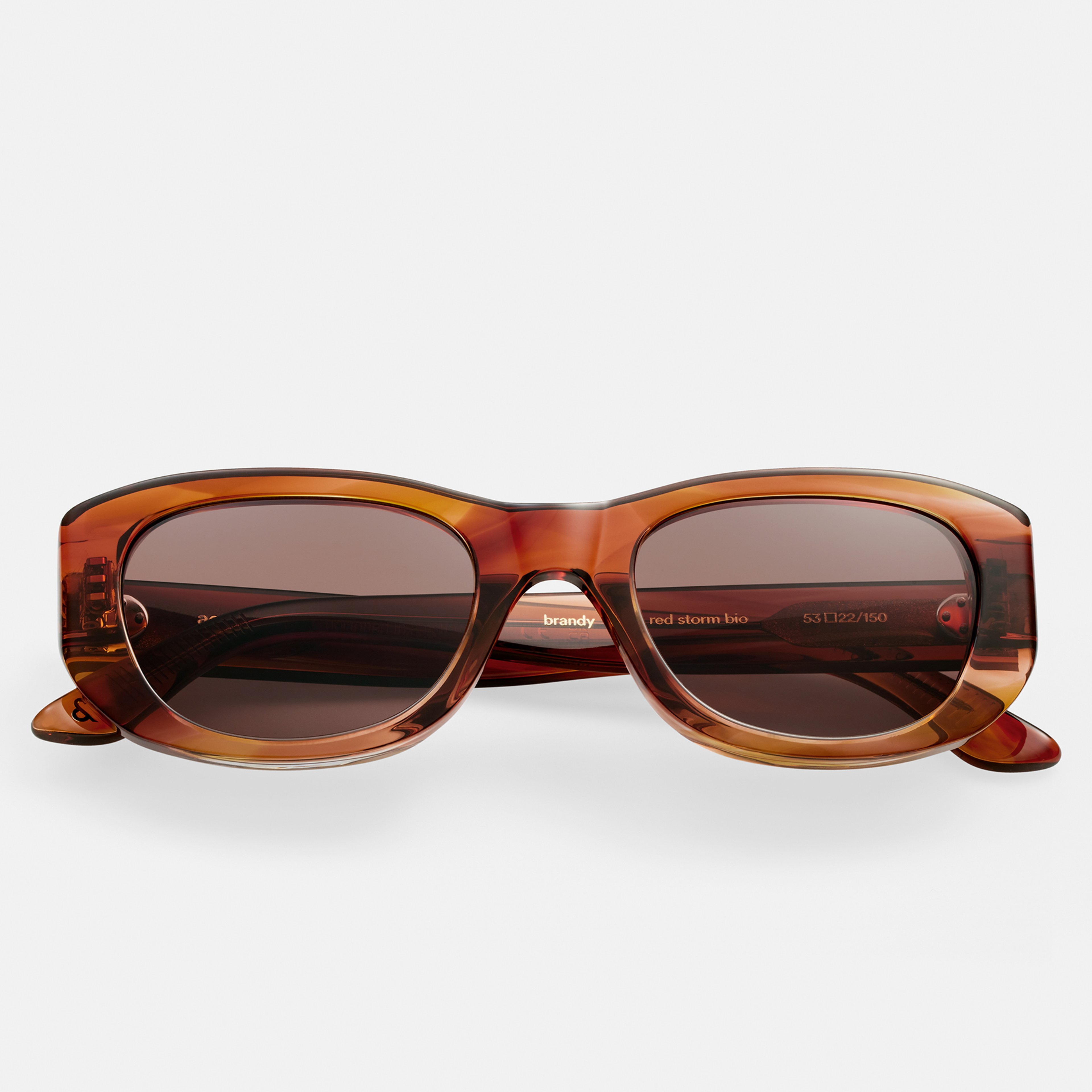 Ace & Tate Solaires | Rectangulaire Acétate in Marron, Rouge
