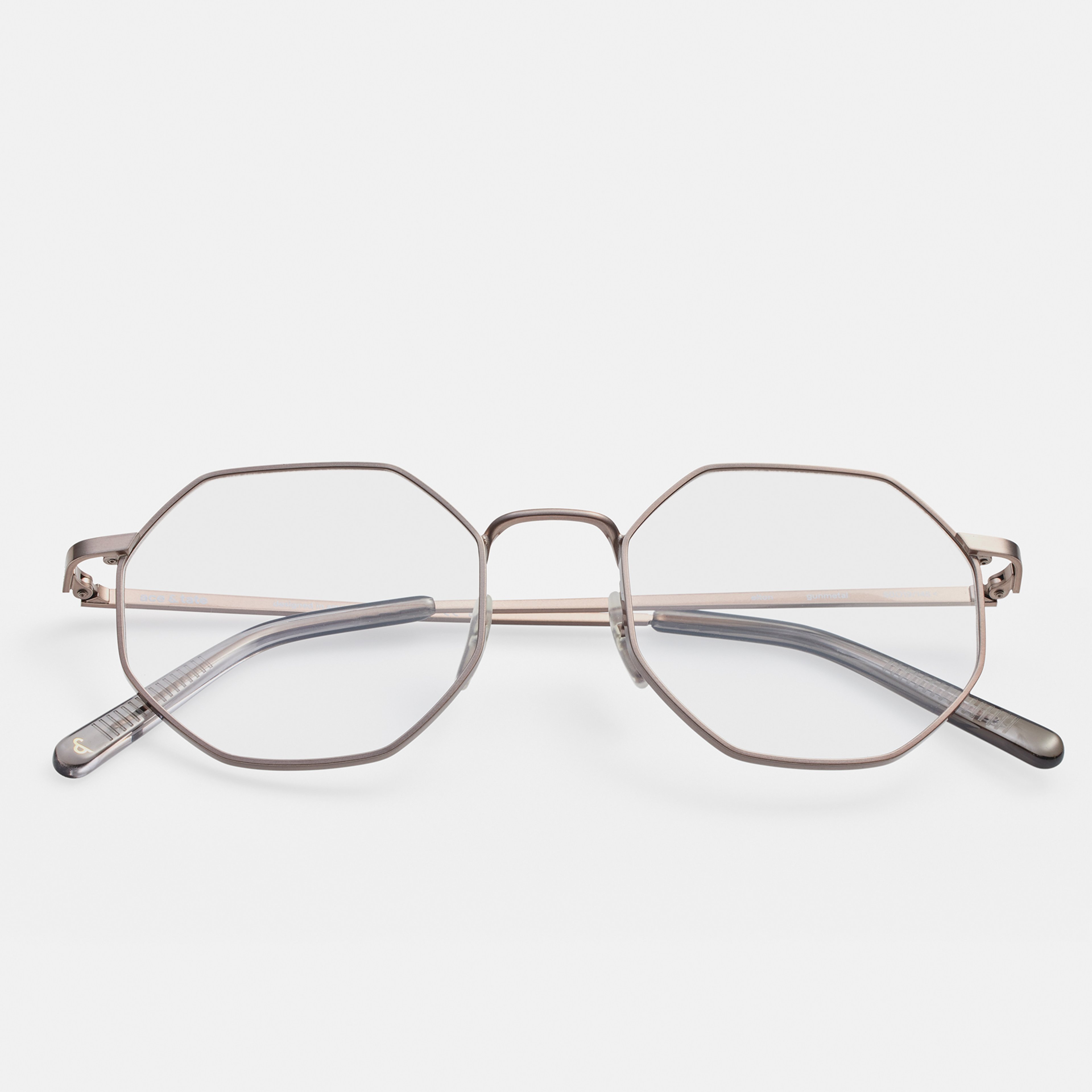 Ace & Tate Glasses | Hexagonal Metal in Grey