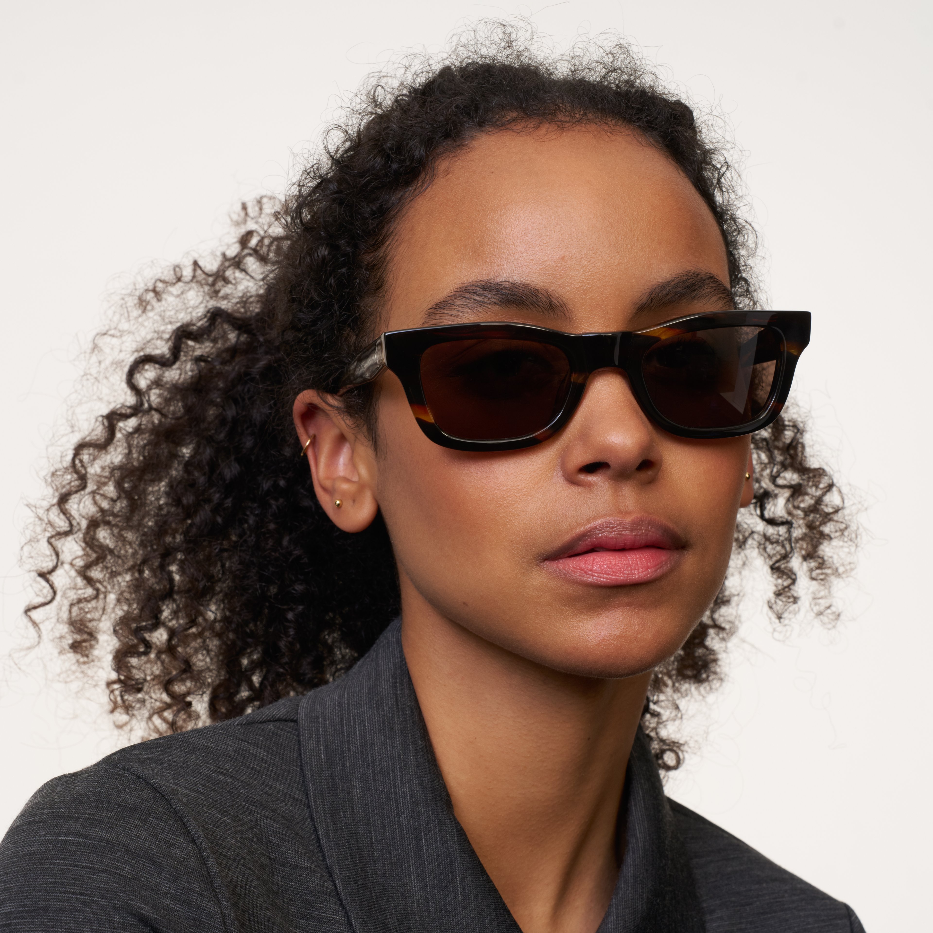 Ace & Tate Sunglasses | Rectangle Acetate in Brown, Orange