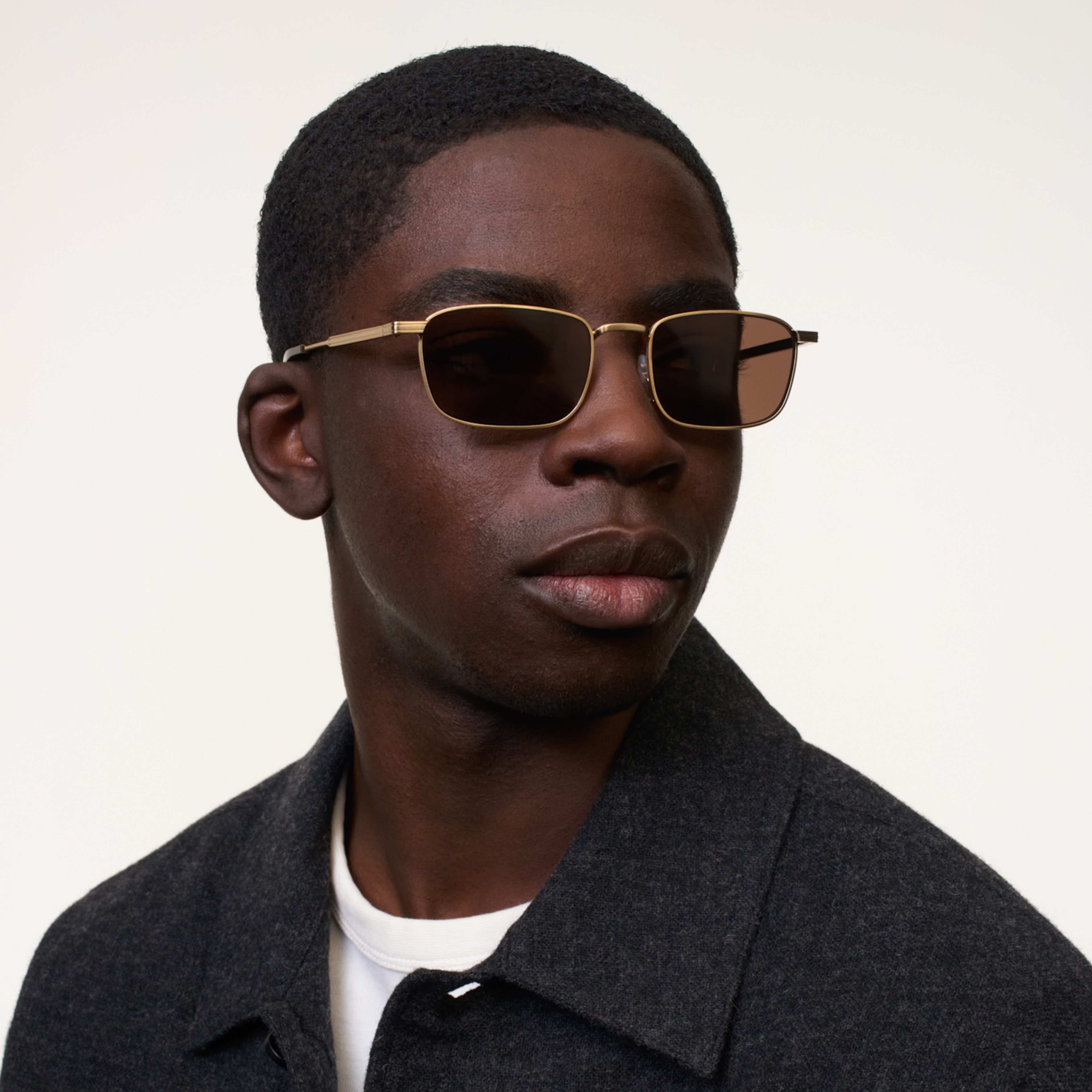 Ace & Tate Sunglasses | Rectangle Metal in Gold