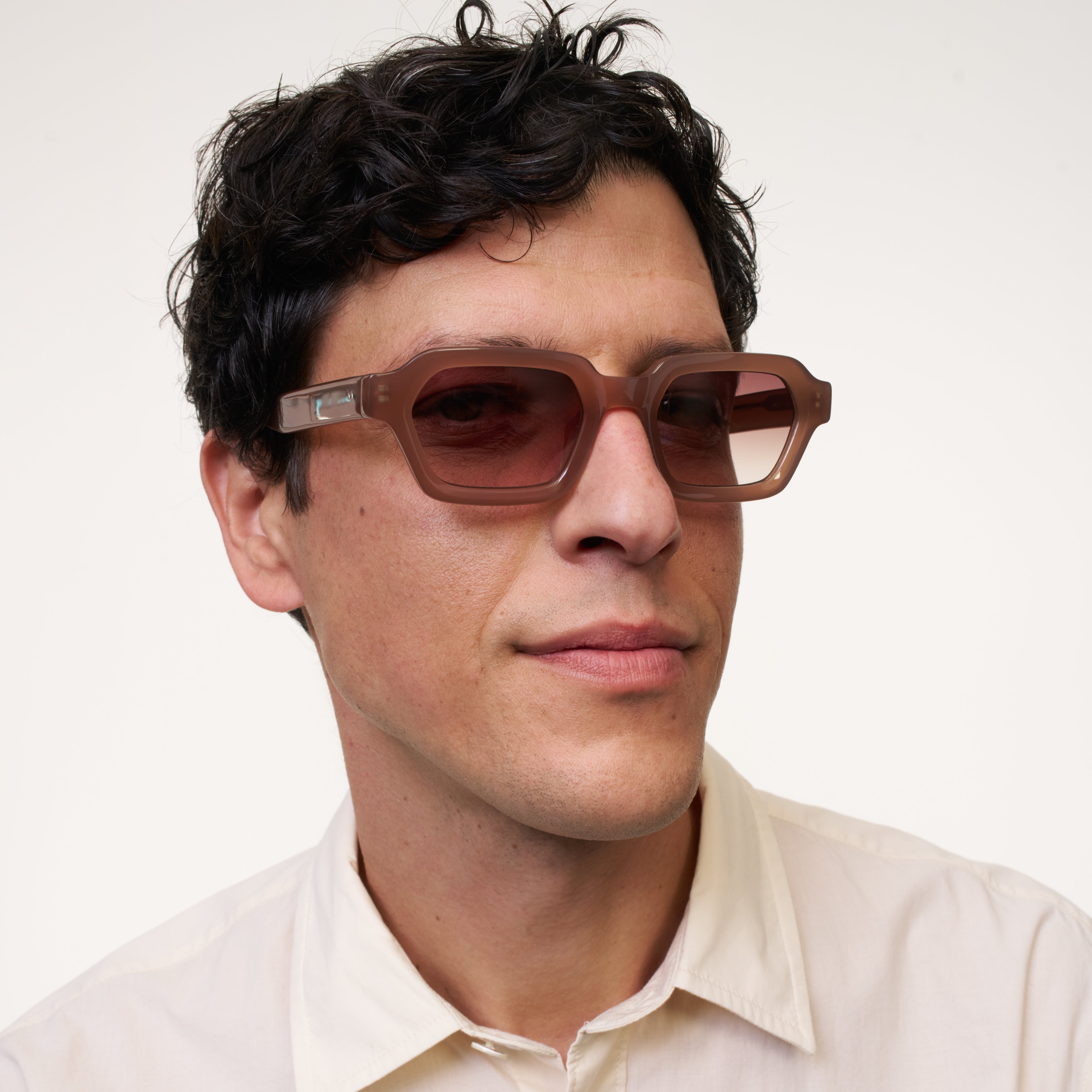Ace & Tate Sunglasses | Rectangle Acetate in Beige, Brown