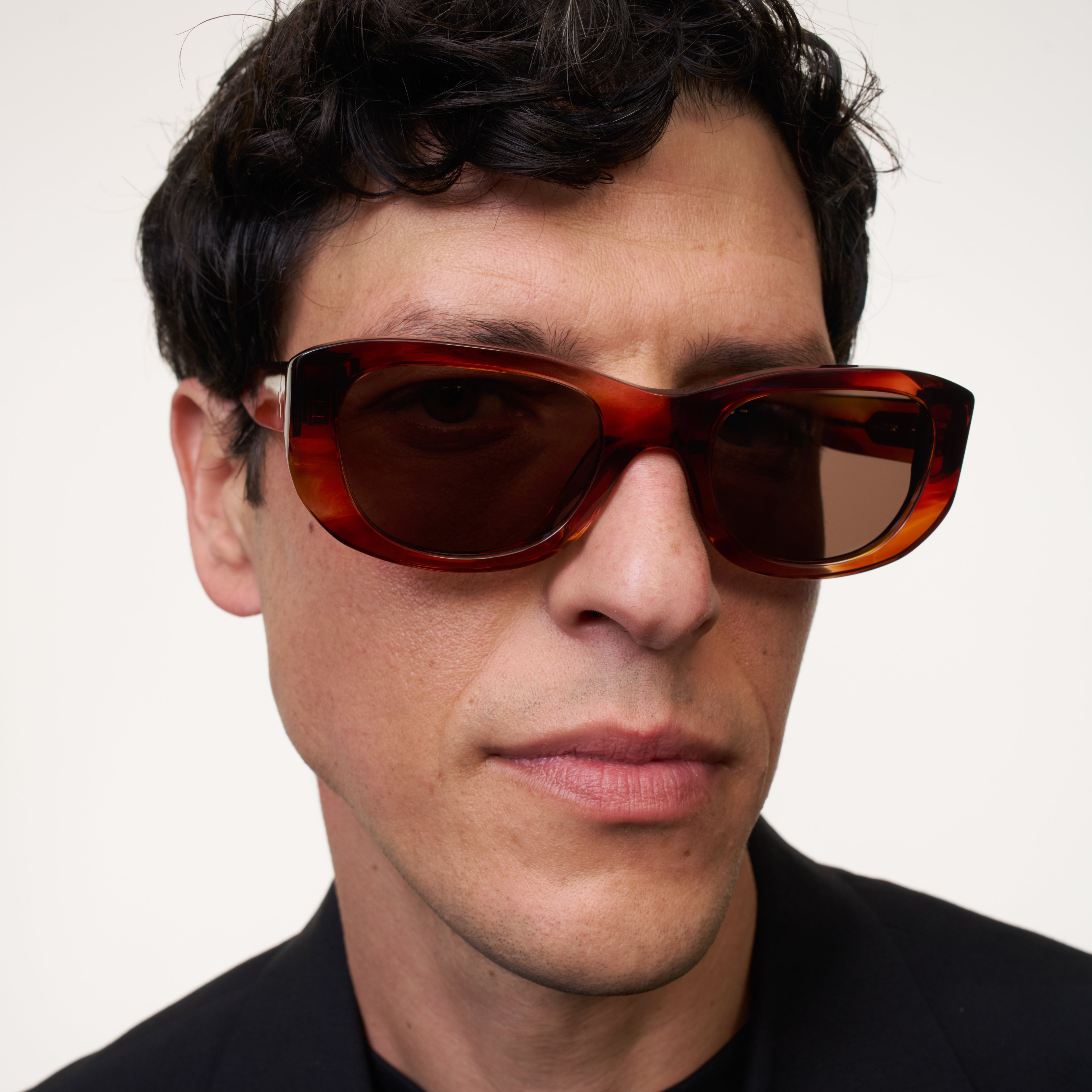 Ace & Tate Solaires | Rectangulaire Acétate in Marron, Rouge